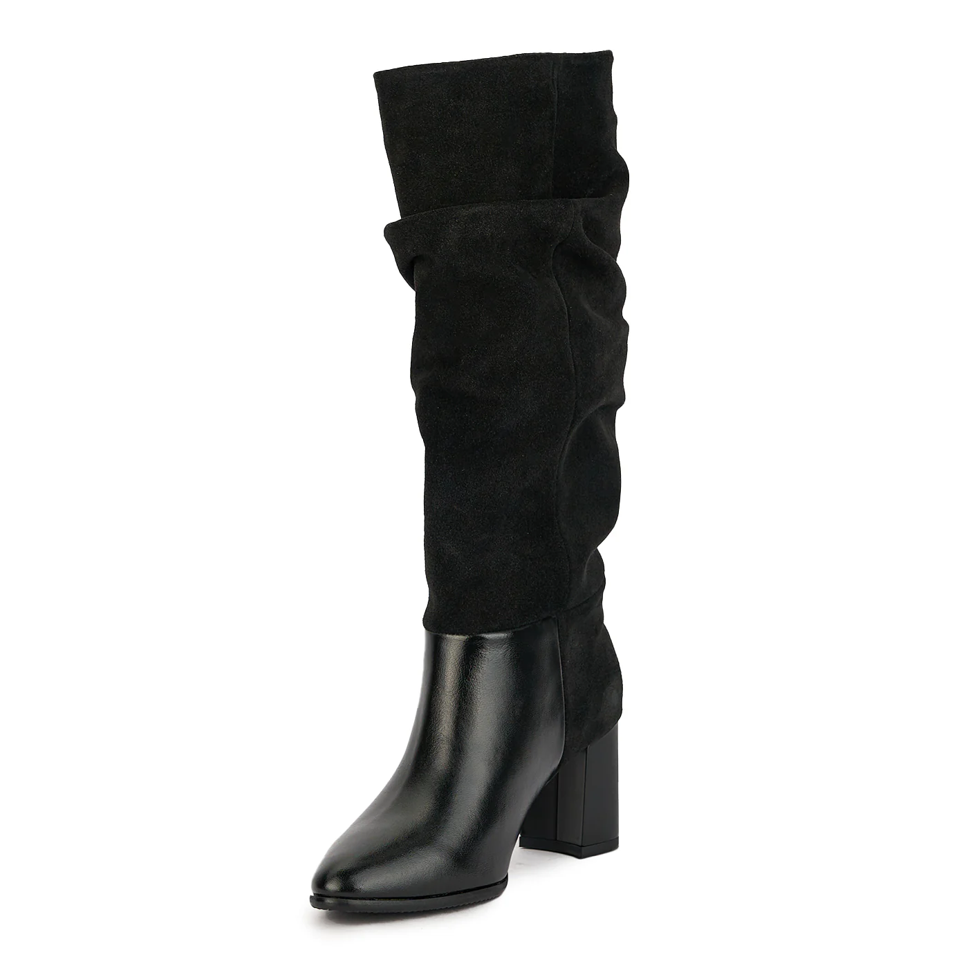 Cizme dama din piele naturala neagra cu toc gros 7.5 cm 17371 - Image 3