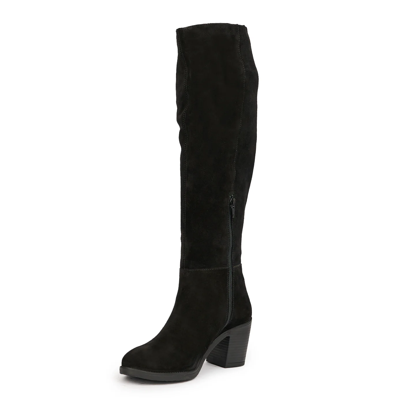 Cizme dama din piele naturala neagra cu toc gros 7 cm 14546 - Image 3