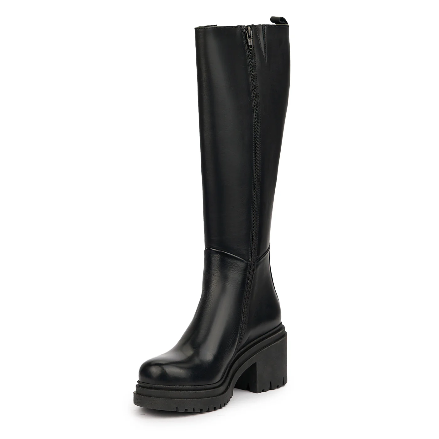 Cizme dama din piele naturala neagra cu toc gros 7 cm 14547 - Image 3