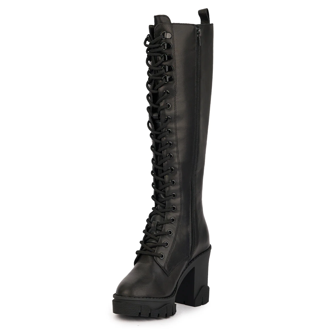 Cizme dama din piele naturala neagra cu toc gros 9.5 cm 17054 - Image 3