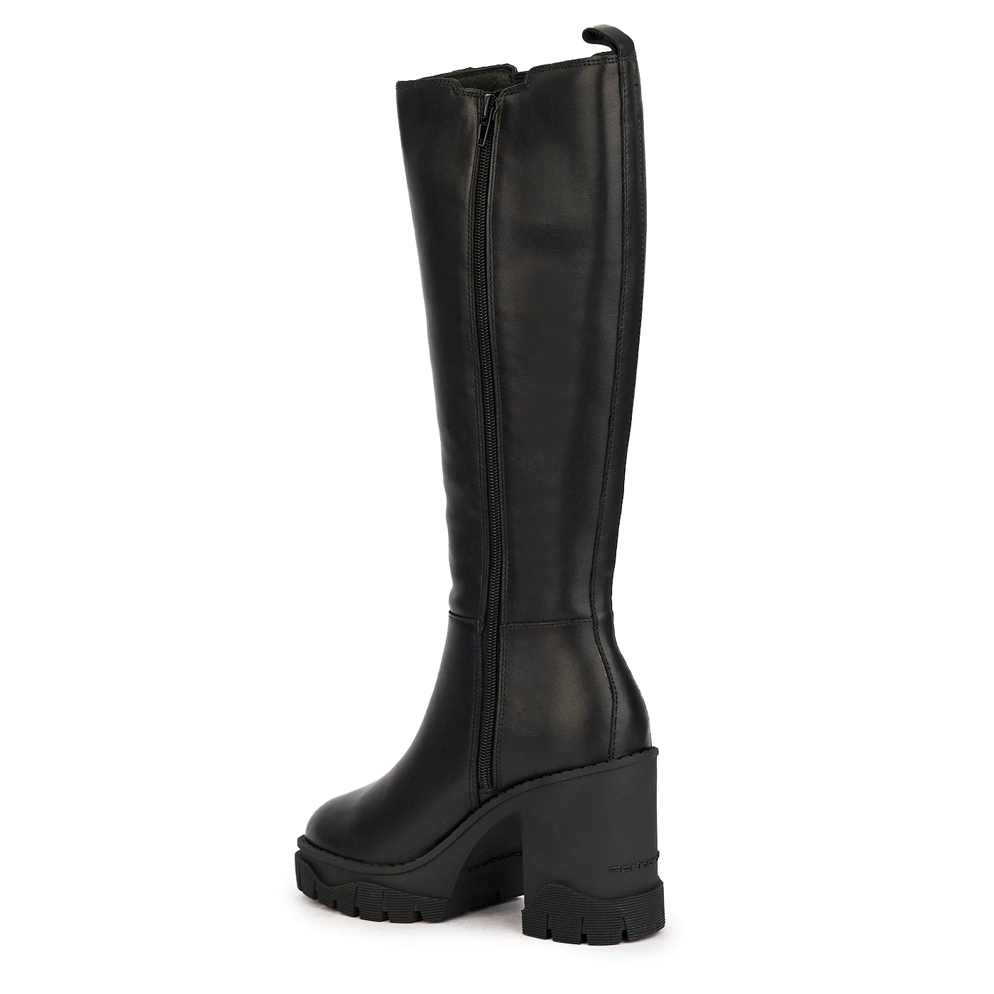 Cizme dama din piele naturala neagra cu toc gros 9 cm 17053 - Image 2