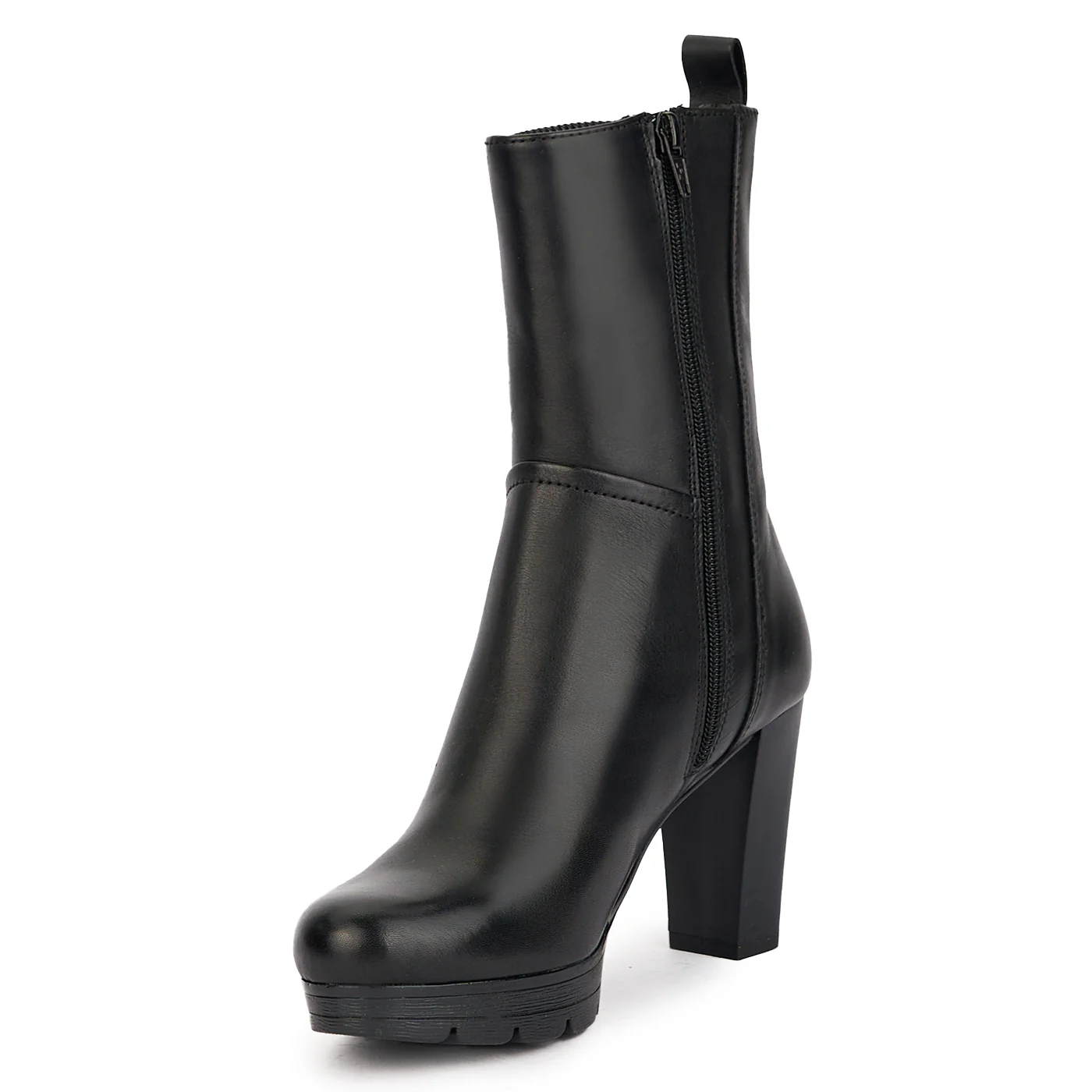 Cizme dama din piele naturala neagra cu toc gros 9 cm  17199 - Image 3