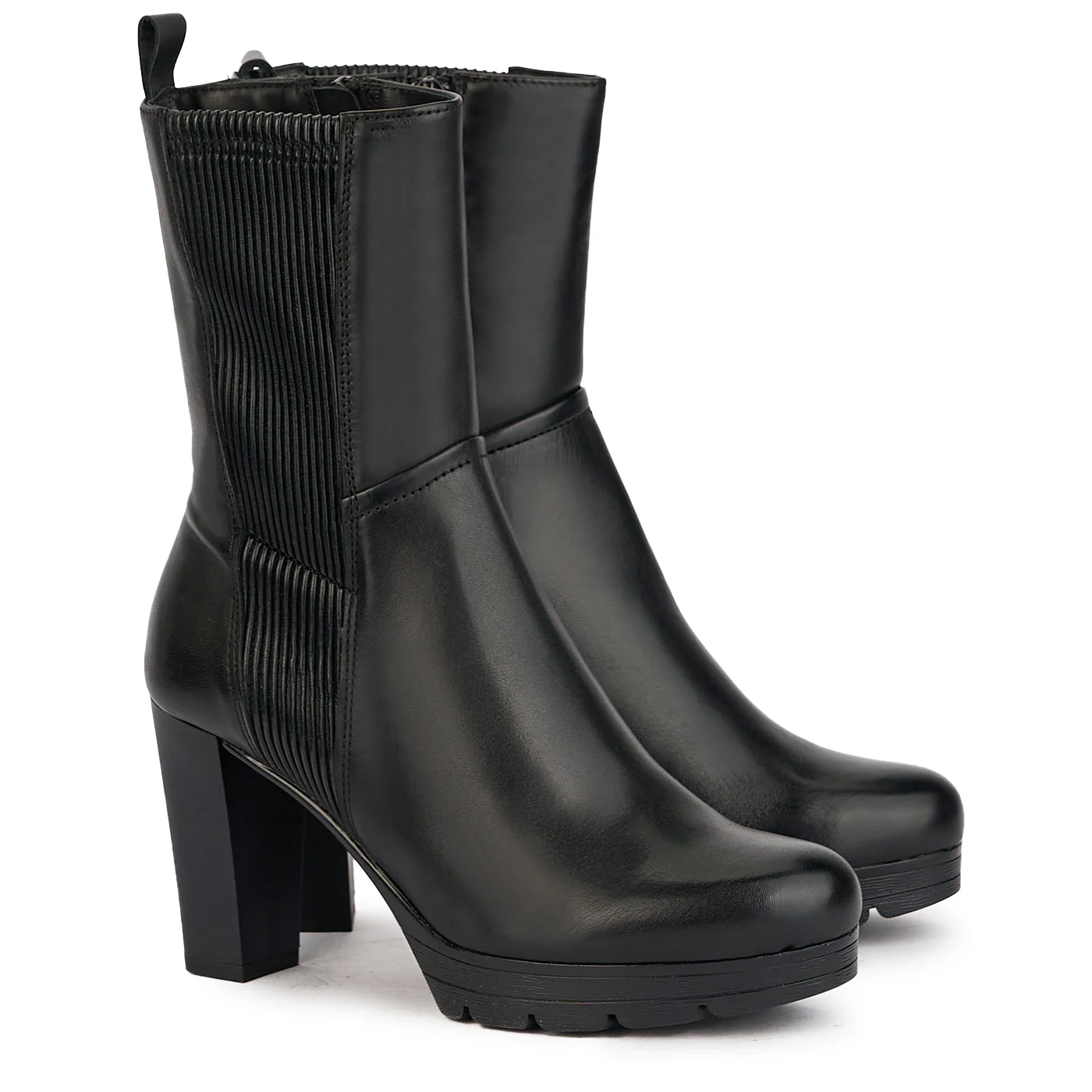 Cizme dama din piele naturala neagra cu toc gros 9 cm  17199 - Image 4