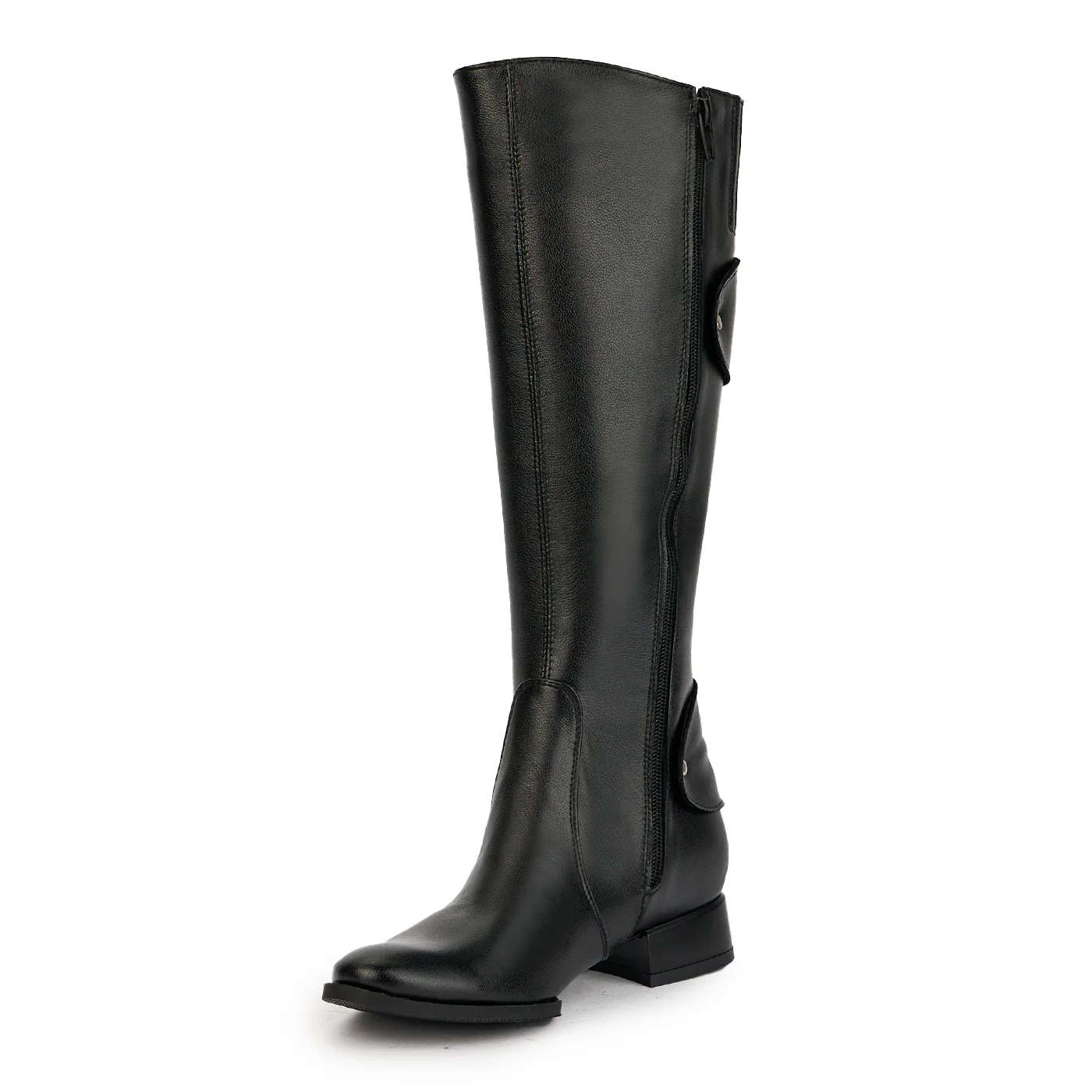 Cizme dama din piele naturala neagra cu toc mic 3 cm 17368 - Image 3