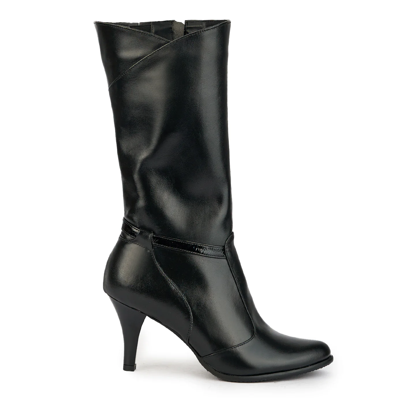 Cizme dama din piele naturala neagra cu toc subtire 8 cm 17374