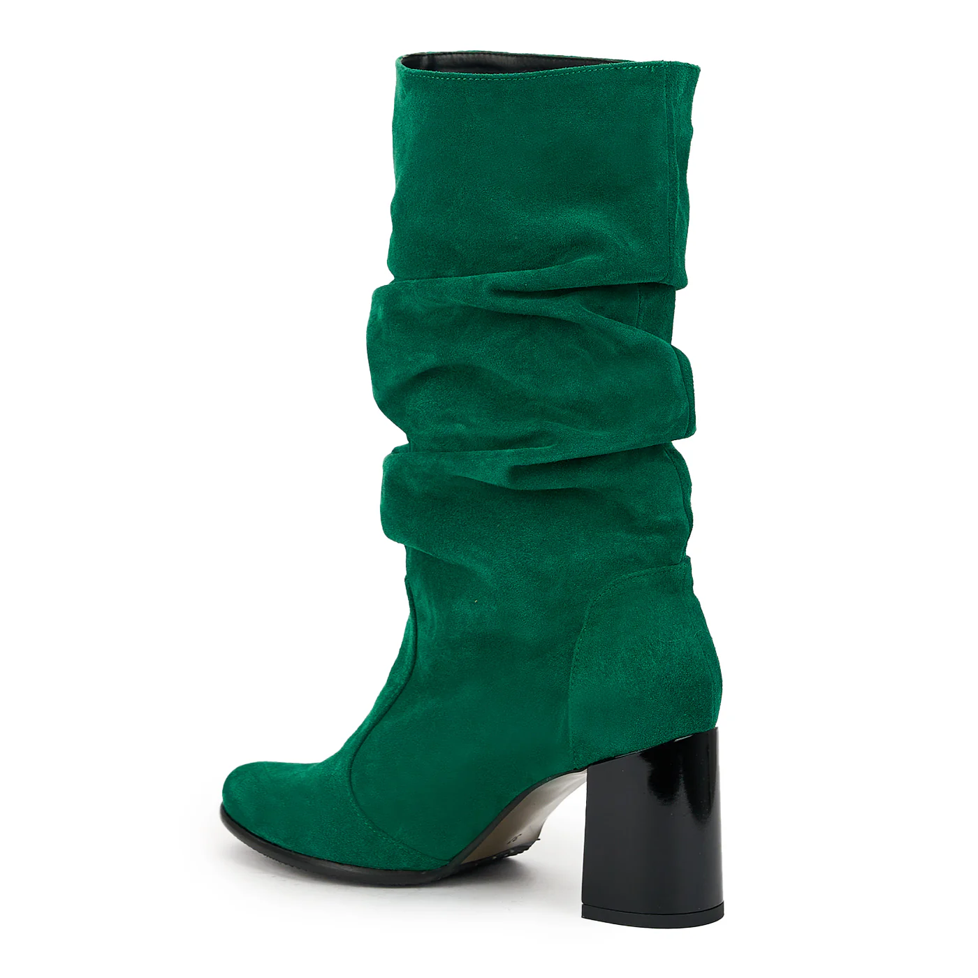 Cizme dama din piele naturala verde cu toc gros 7.5 cm 14927 - Image 2