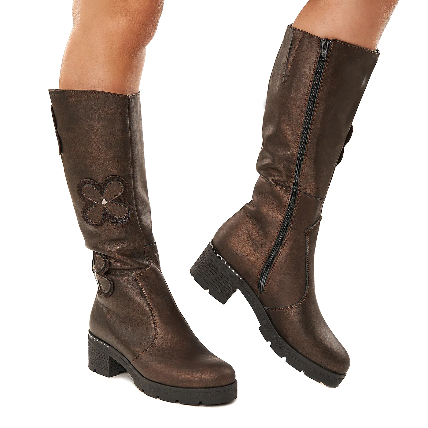 Cizme dama lungi din piele naturala maro 3368 - Image 2
