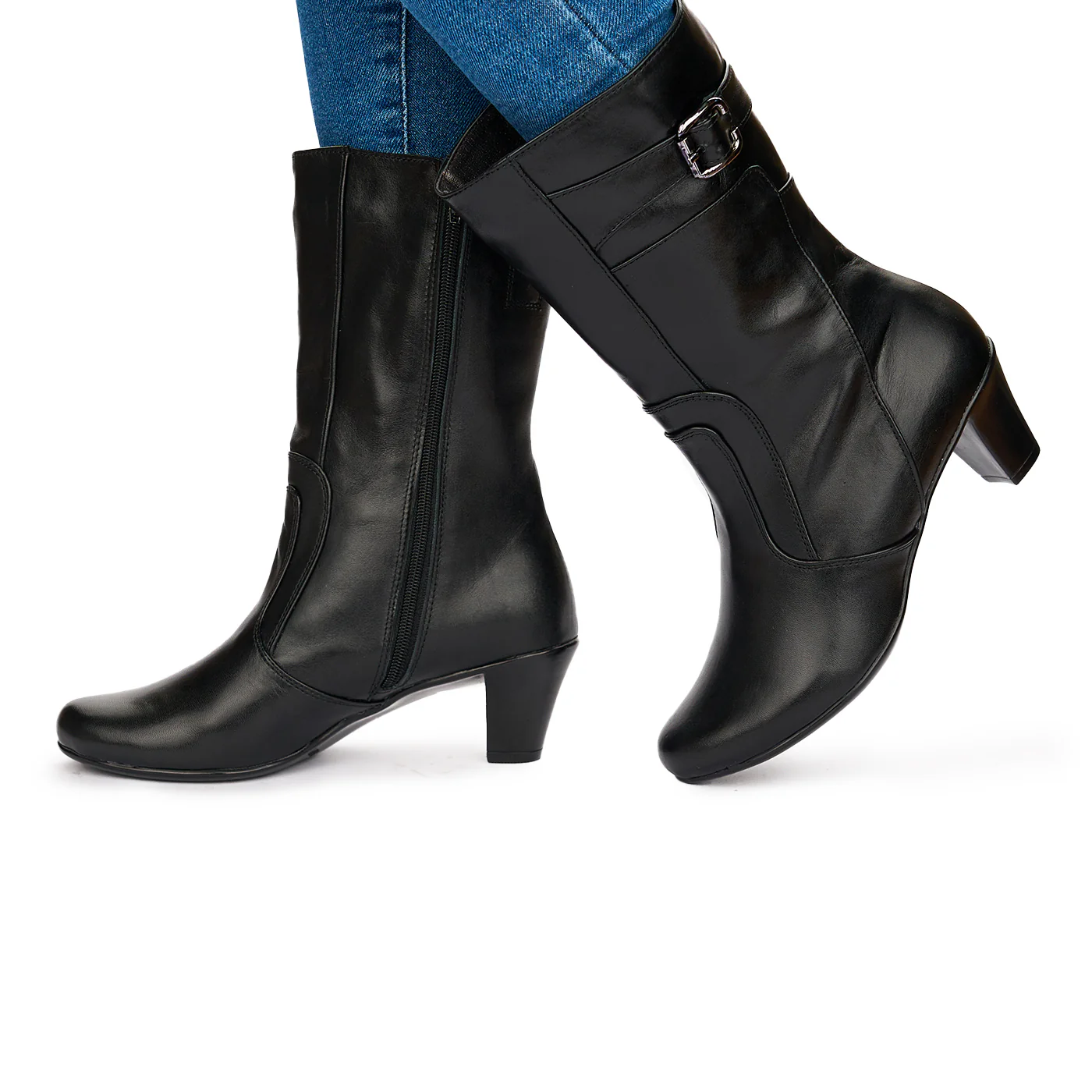 Cizme Dama Negre cu Toc 6 Cm din Piele Naturala 10682 - Image 3