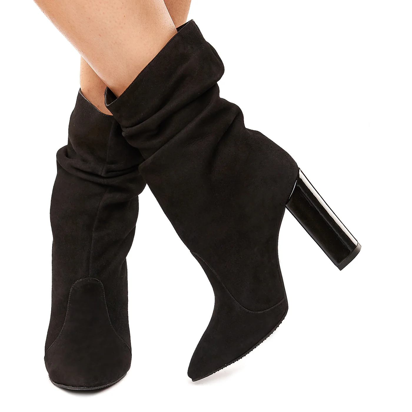Cizme Dama Negre Piele Intoarsa Toc 10 Cm 6146 - Image 3