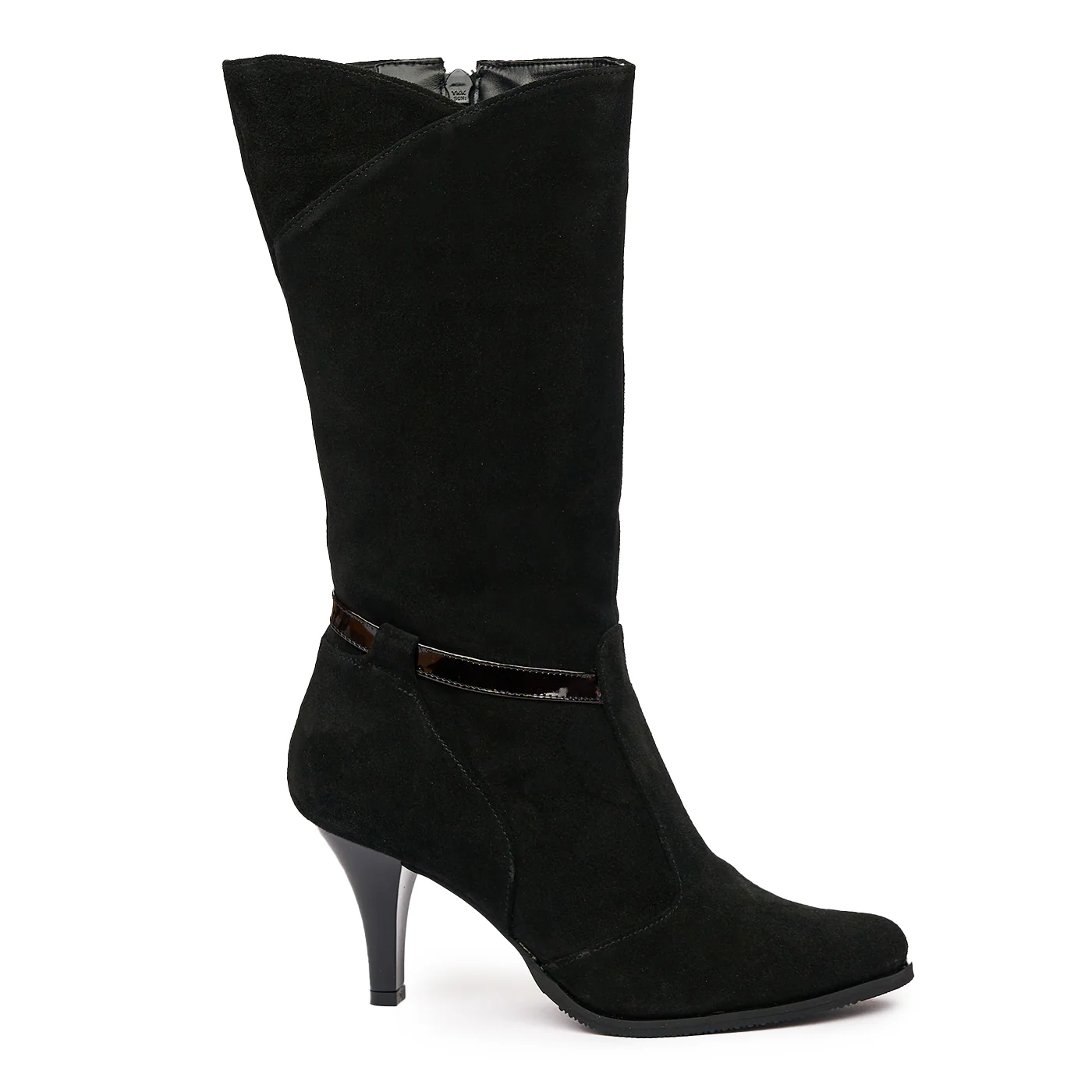 Cizme Dama Toc Subtire 8 Cm din Piele Naturala Neagre 6808