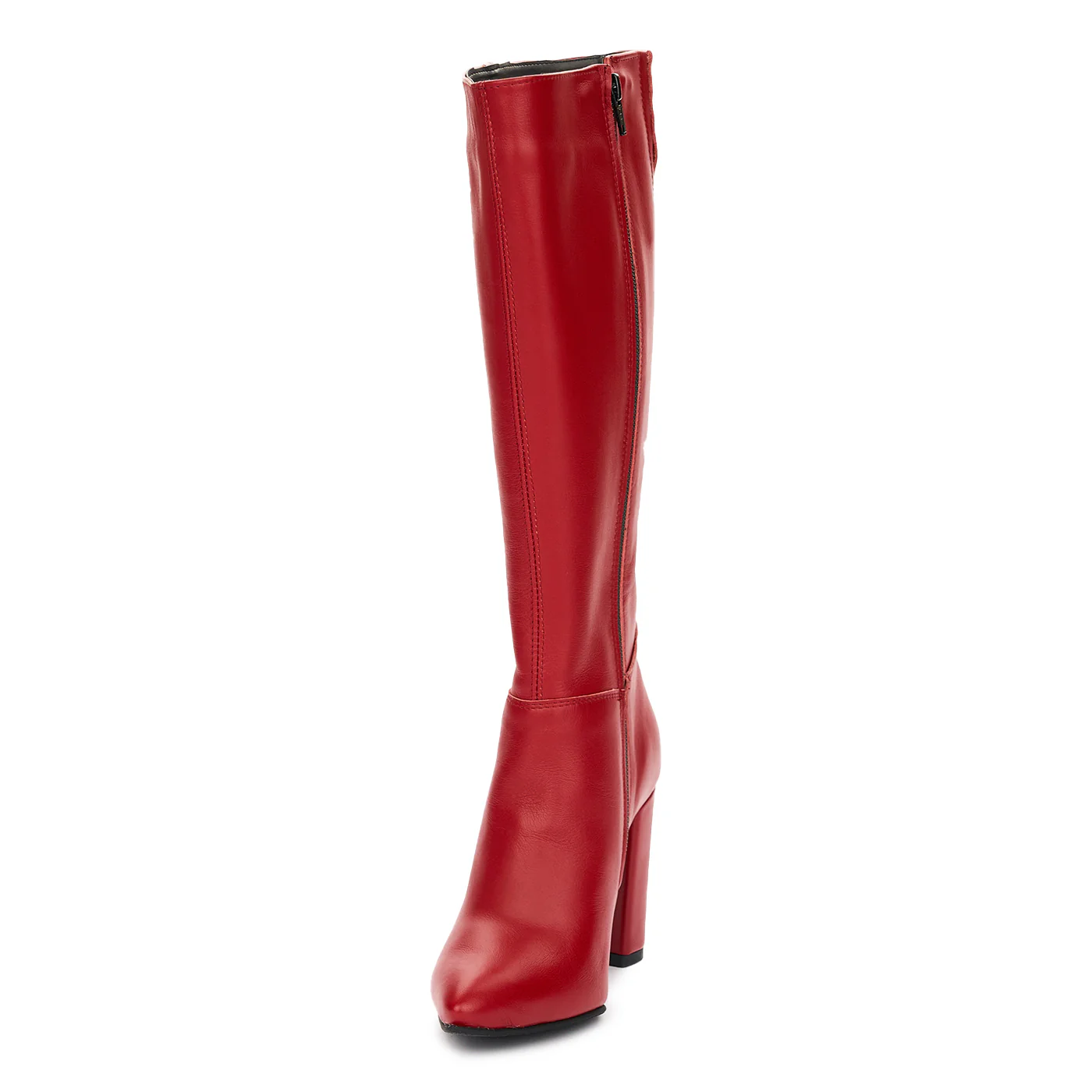 Cizme Lungi Piele Naturala Dama Toc 9.5 Cm Rosii 12480 - Image 3