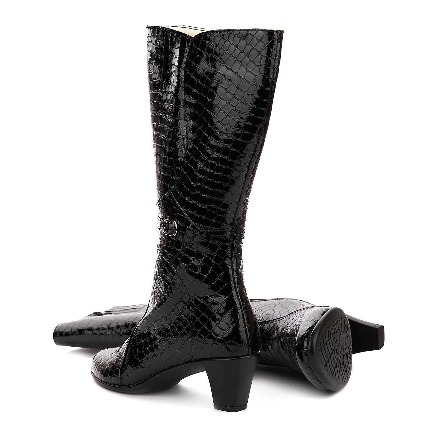 Cizme Negre Piele Naturala cu Toc 3165 - Image 2