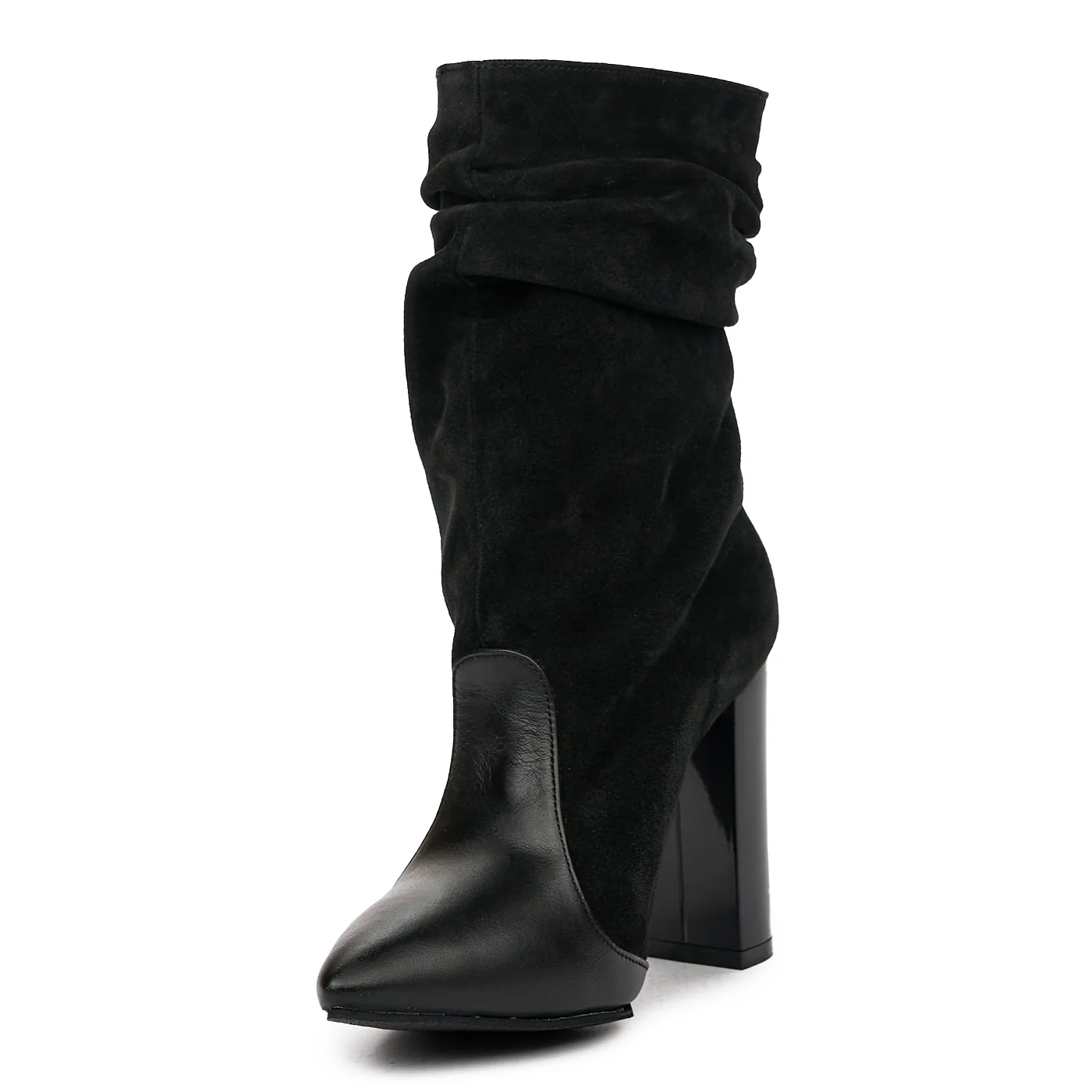 Cizme Negre Scurte cu Toc din Piele Naturala 8336 - Image 4