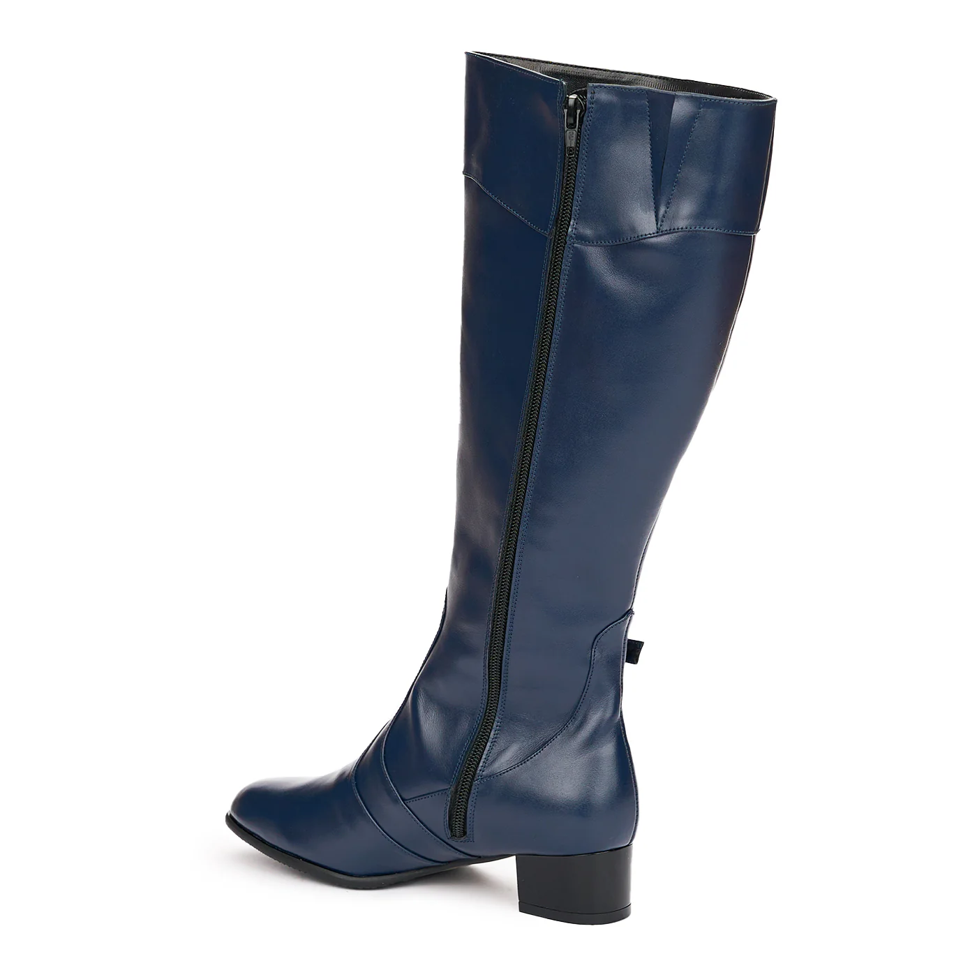 Cizme Piele Inalte Femei Toc 4 Cm Bleumarin 10991 - Image 2