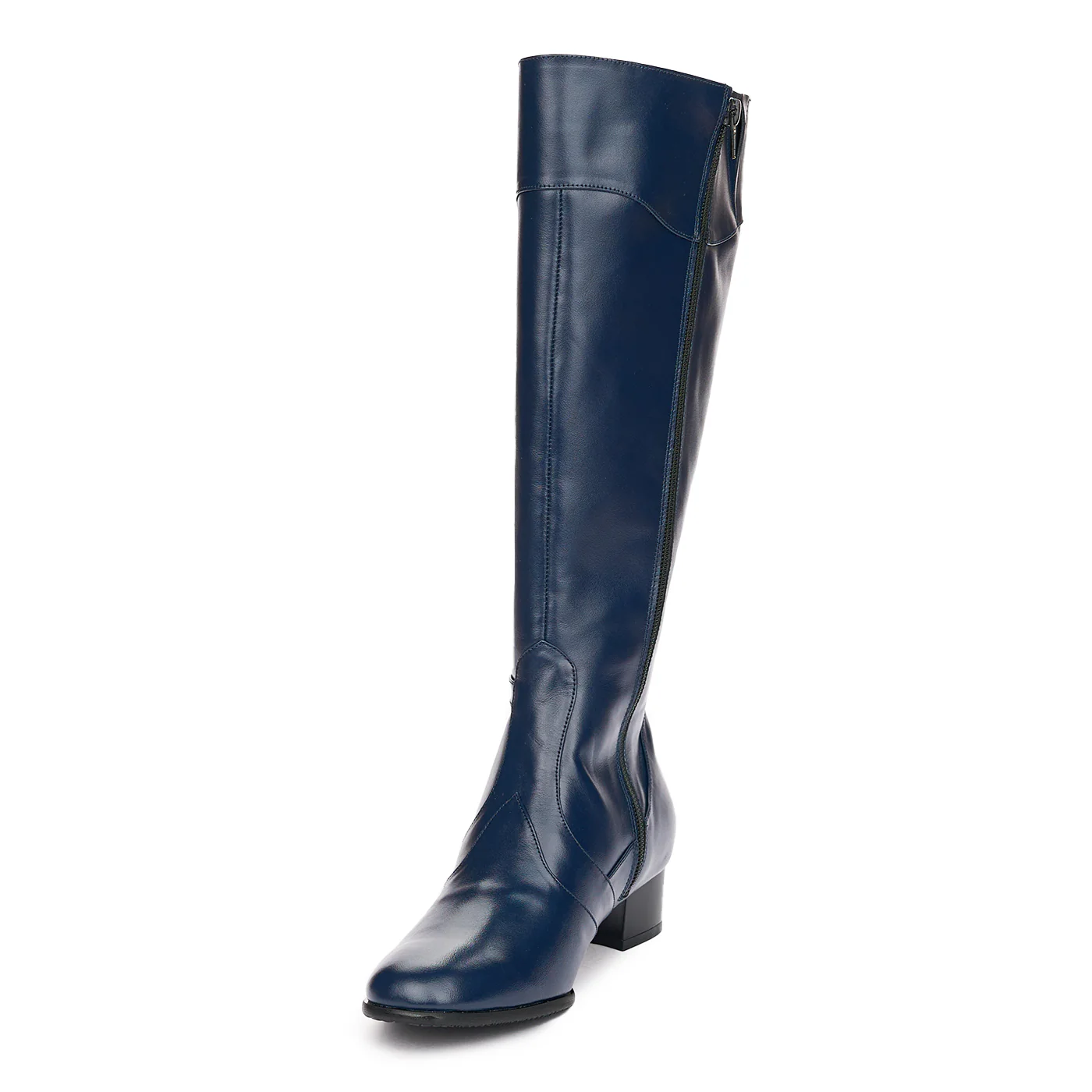 Cizme Piele Inalte Femei Toc 4 Cm Bleumarin 10991 - Image 3