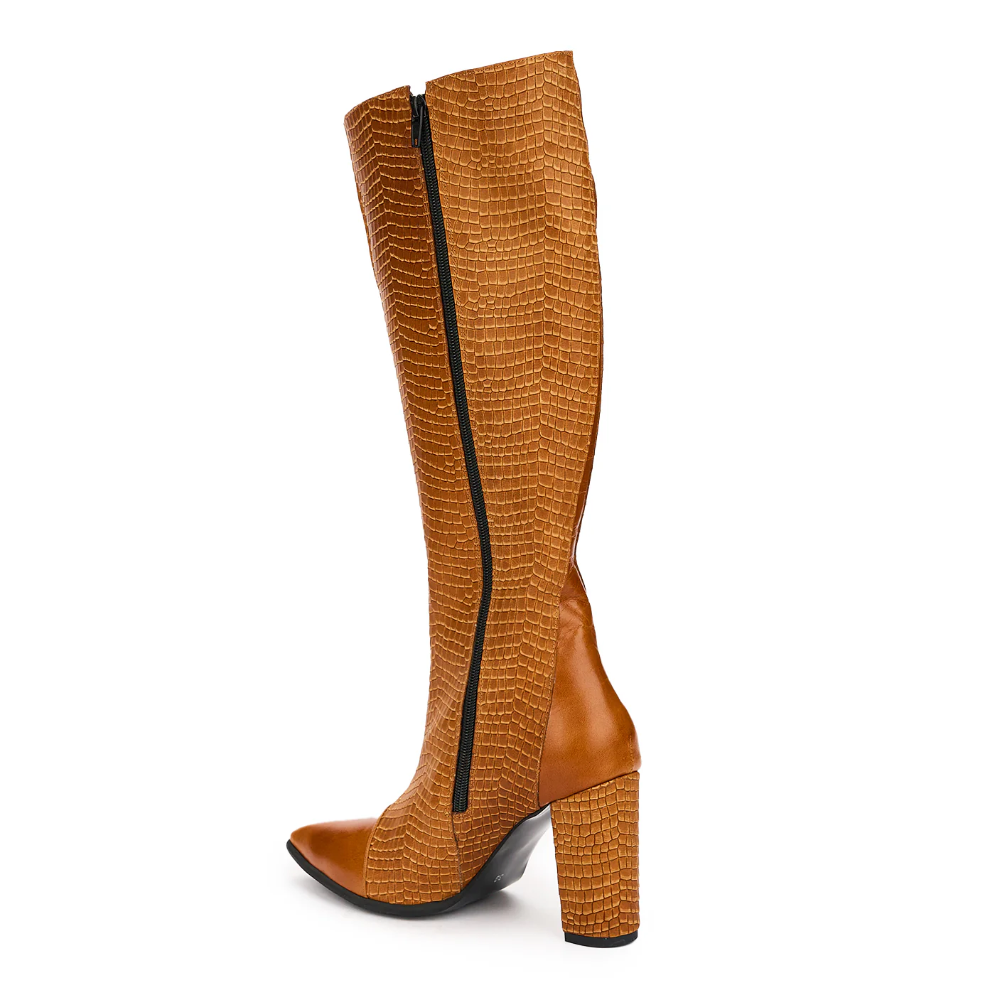 Cizme Portocalii Dama cu Toc 9.5 Cm din Piele Naturala 12299 - Image 2