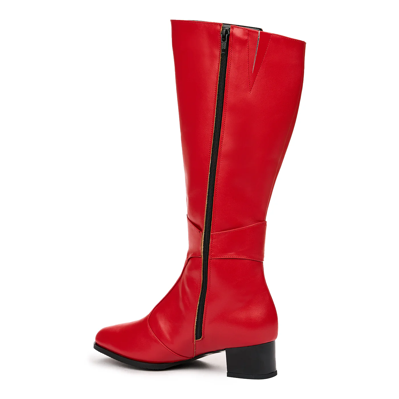 Cizme Rosii Piele Lungi cu Toc 6696 - Image 3