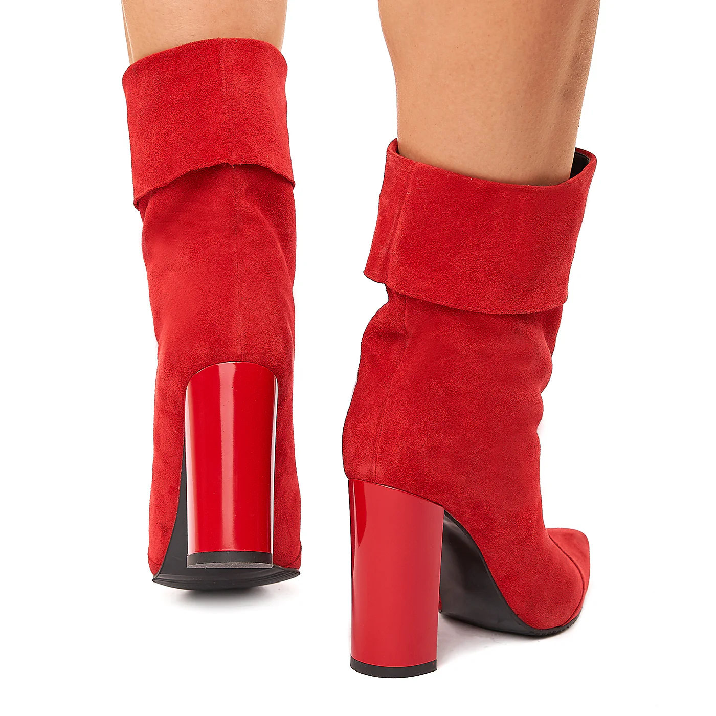 Cizme Rosii Piele Naturala Dama cu Toc 10 Cm 6147 - Image 4