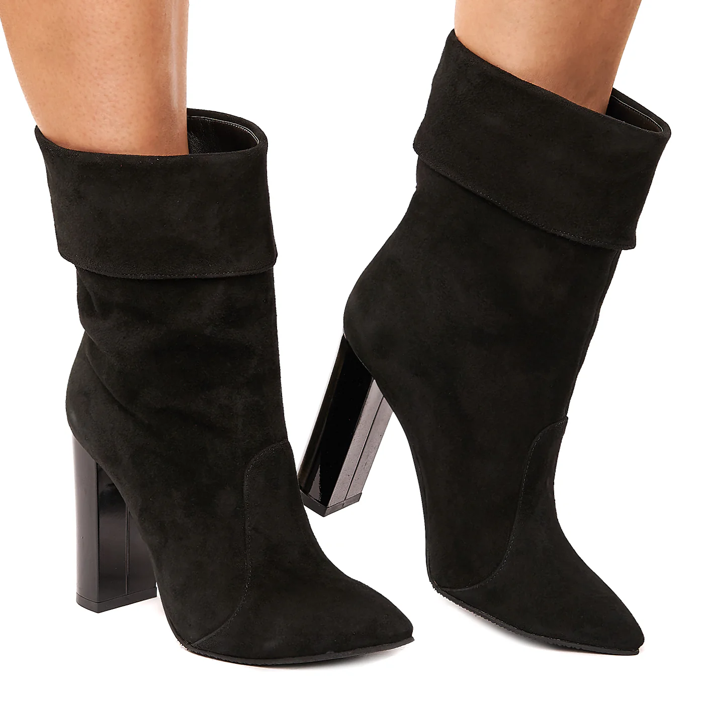 Cizme Scurte Dama cu Toc 10 Cm din Piele Naturala Neagra 6148 - Image 2