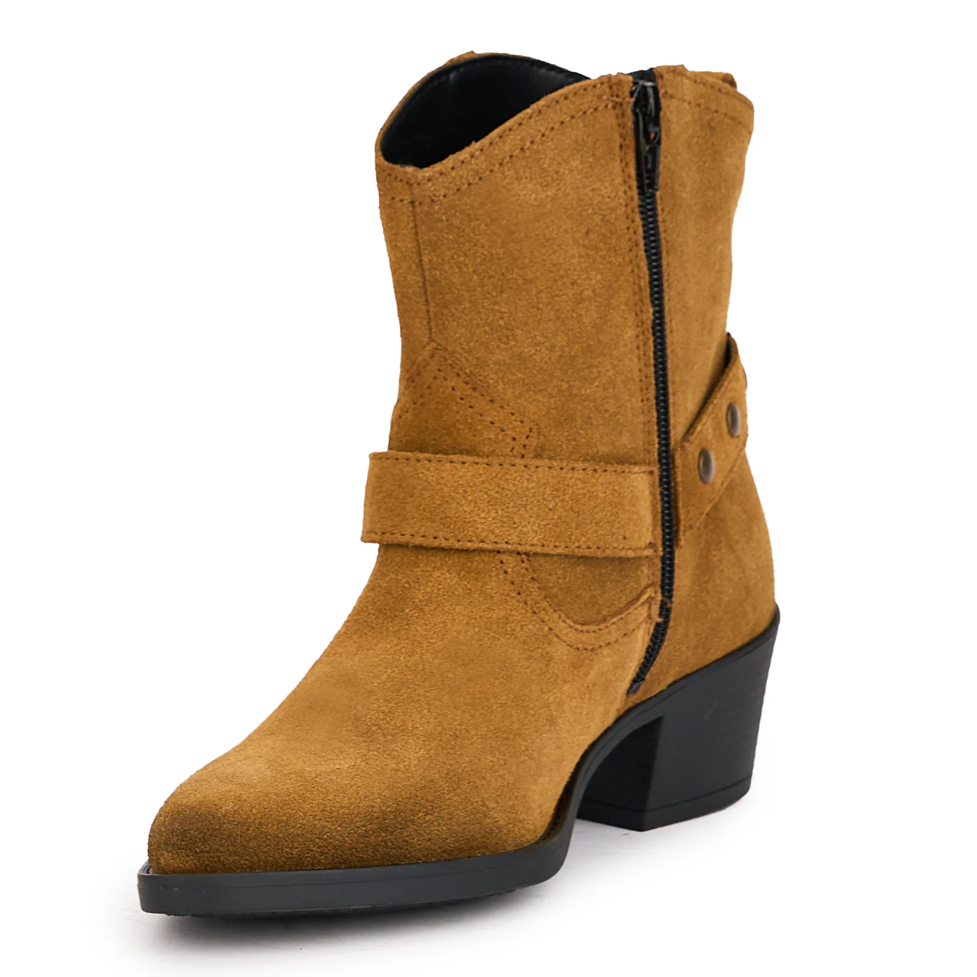 Cizme scurte dama din piele naturala maro cu toc 5 cm 17022 - Image 3