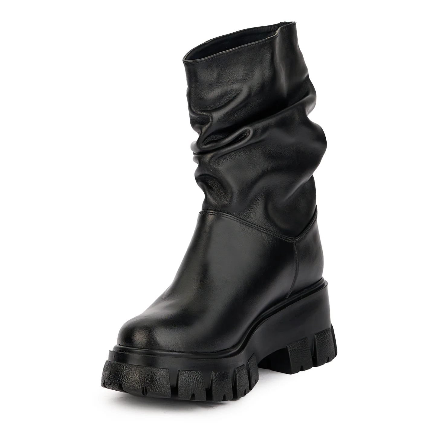 Cizme scurte dama din piele naturala neagra cu talpa inalta 17269 - Image 3