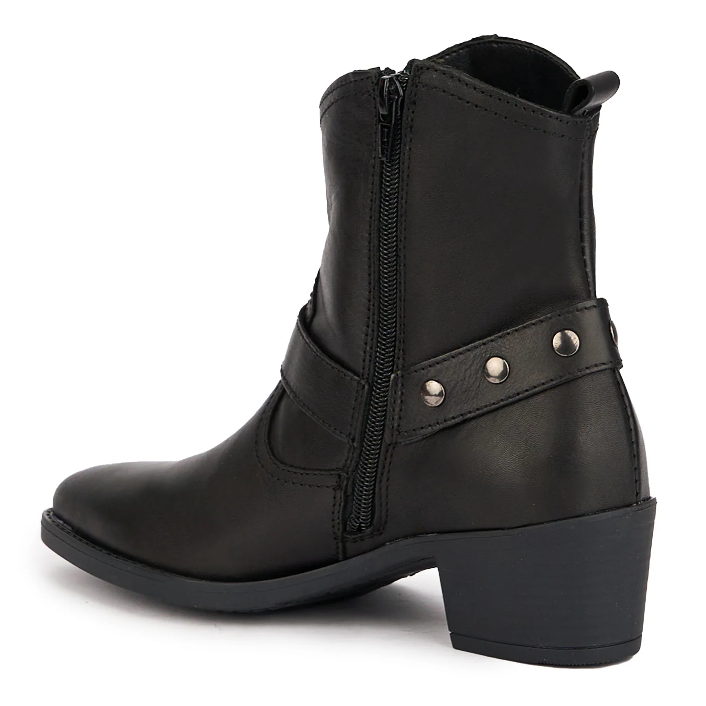 Cizme scurte dama din piele naturala neagra cu toc 5 cm 17023 - Image 2