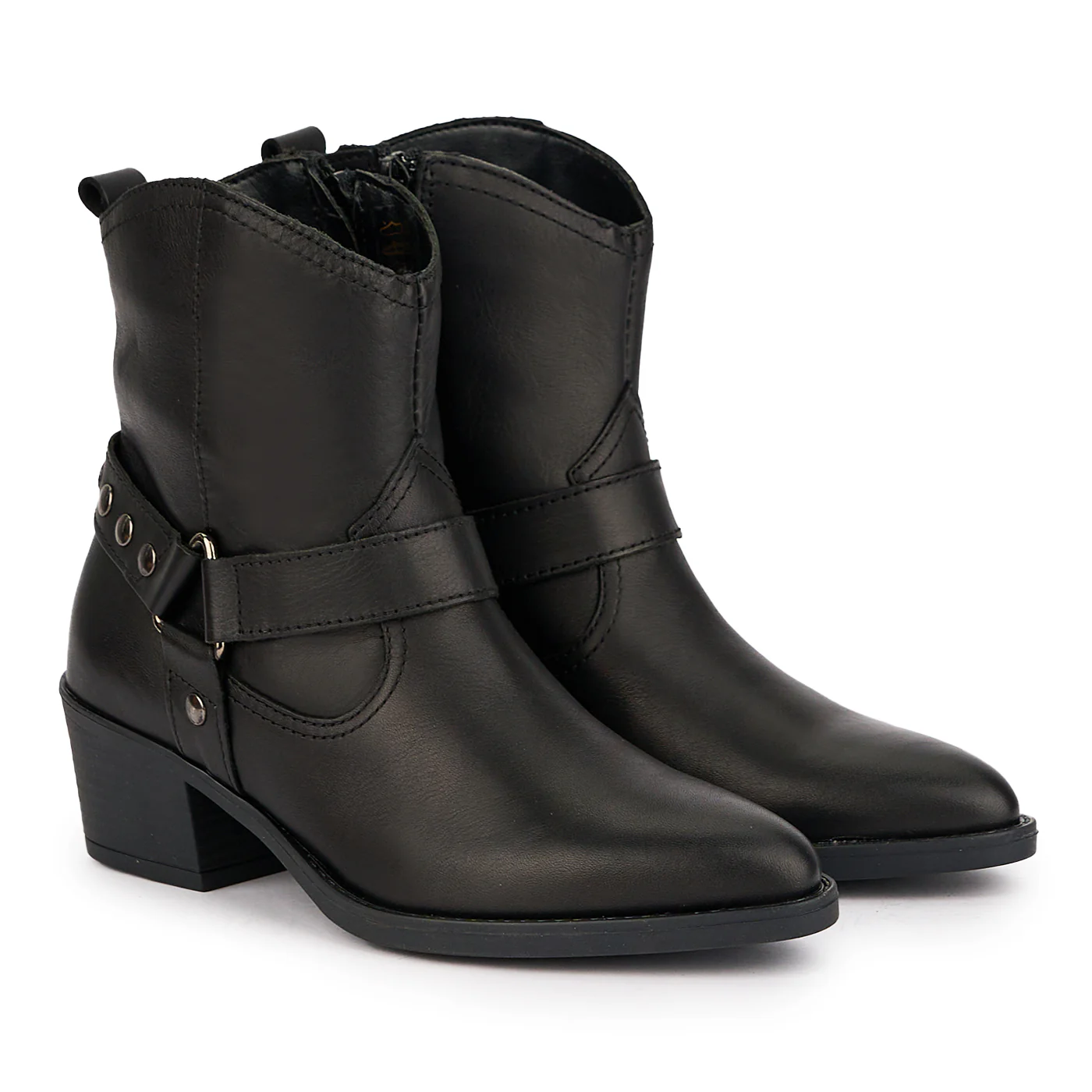 Cizme scurte dama din piele naturala neagra cu toc 5 cm 17023 - Image 4