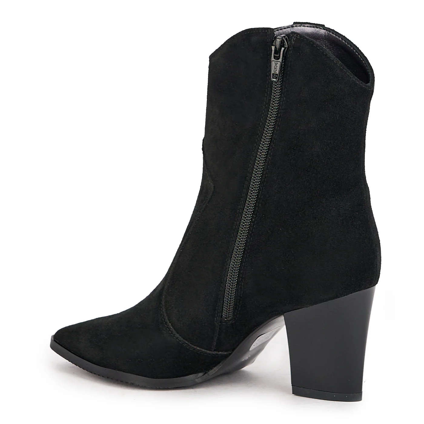 Botine dama din piele naturala neagra cu toc 7.5 cm 17155 - Image 2