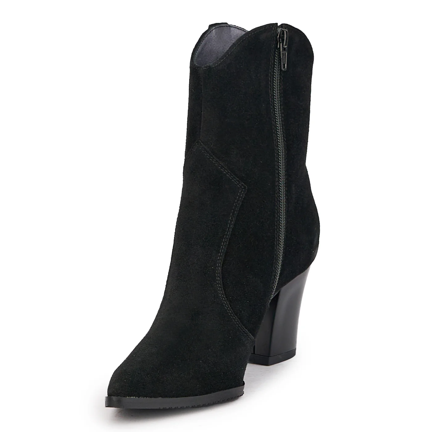 Botine dama din piele naturala neagra cu toc 7.5 cm 17155 - Image 3