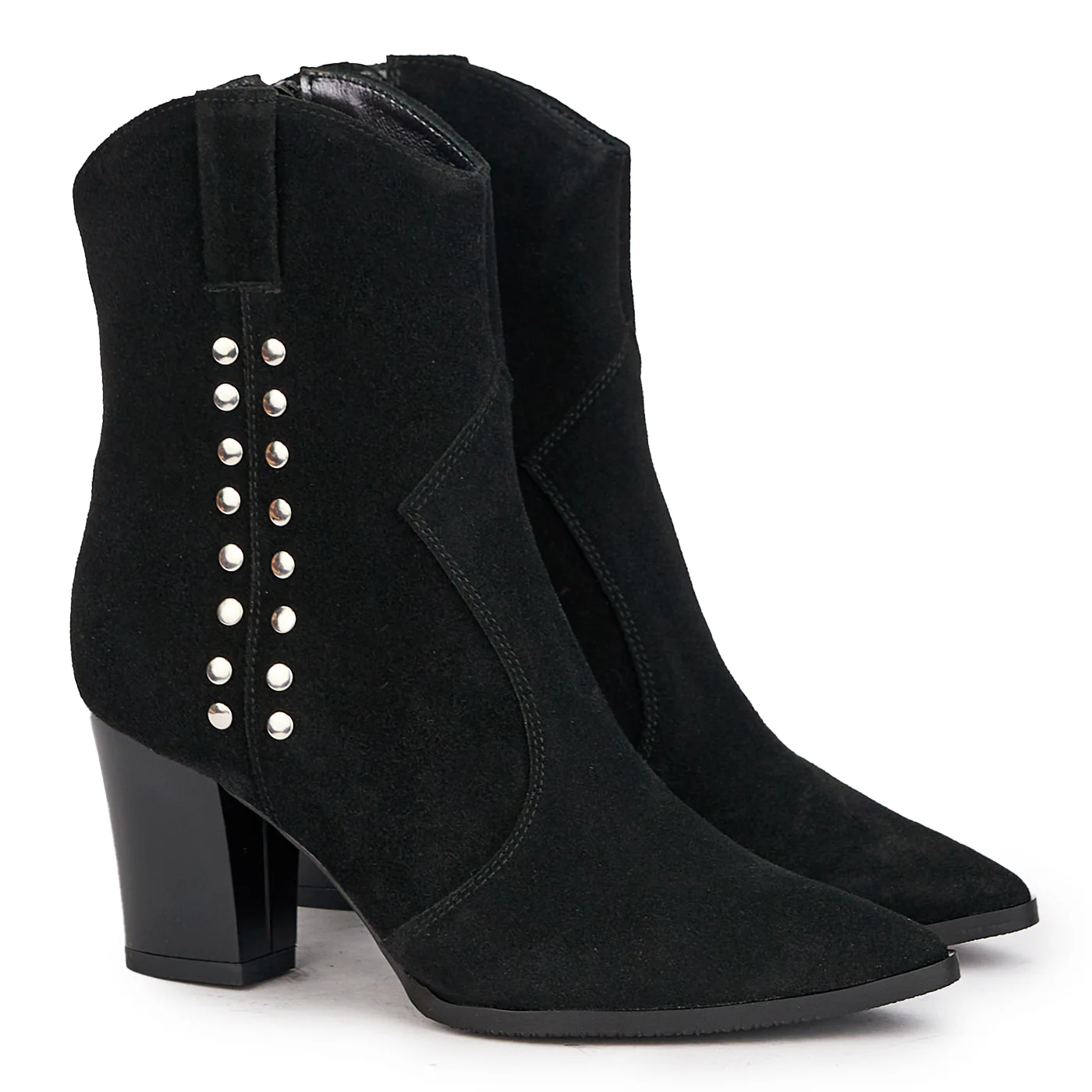 Botine dama din piele naturala neagra cu toc 7.5 cm 17155 - Image 4