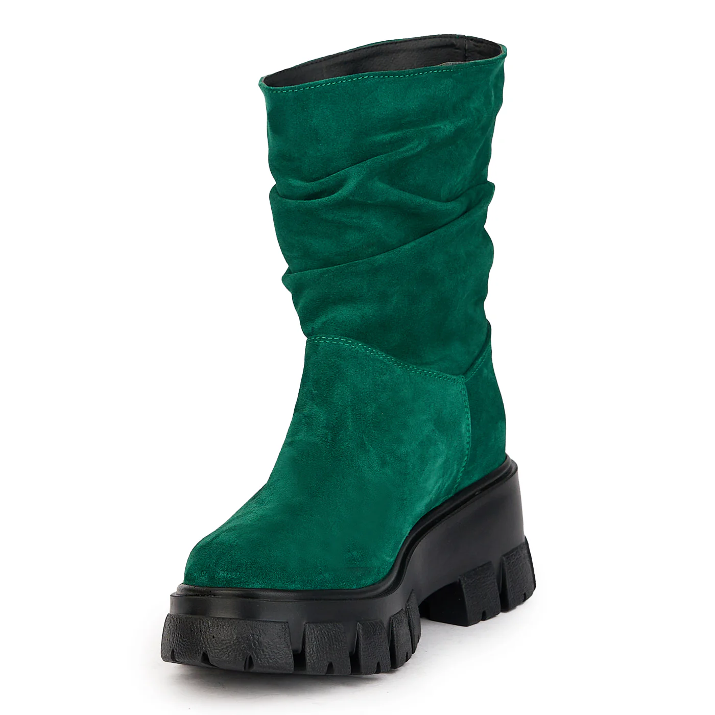 Cizme scurte dama din piele naturala verde cu talpa inalta 17189 - Image 3
