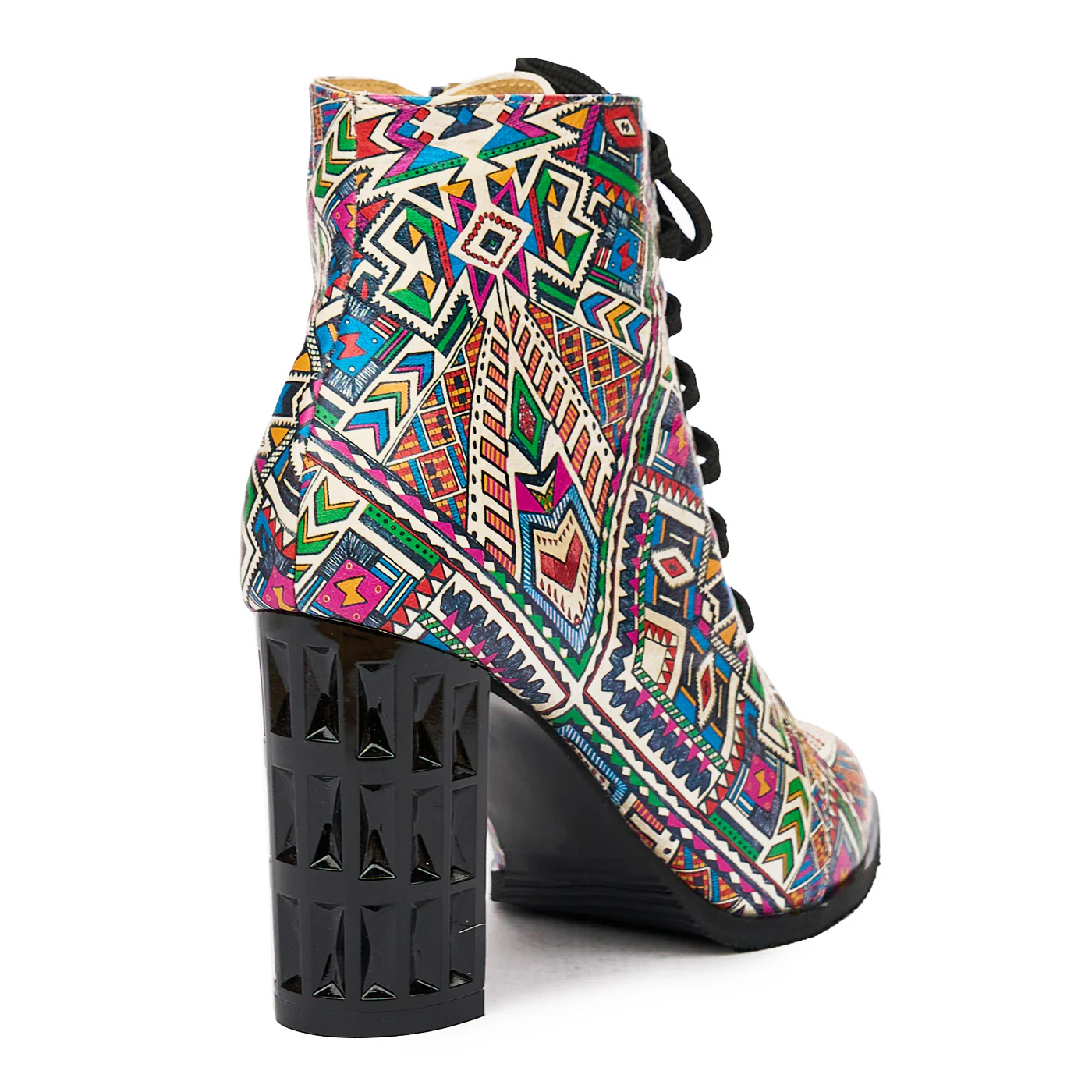 Cizme Scurte din Piele Naturala Toc 9 Cm Multicolor 6802 - Image 2