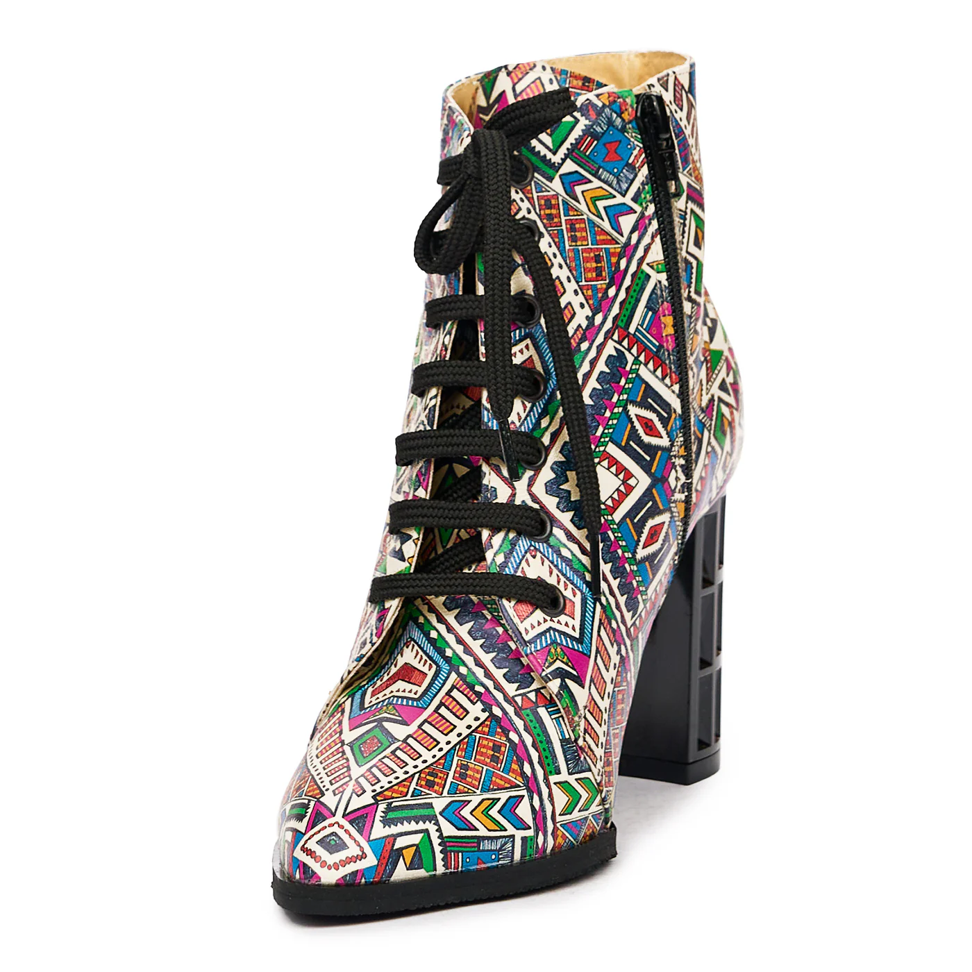 Cizme Scurte din Piele Naturala Toc 9 Cm Multicolor 6802 - Image 4