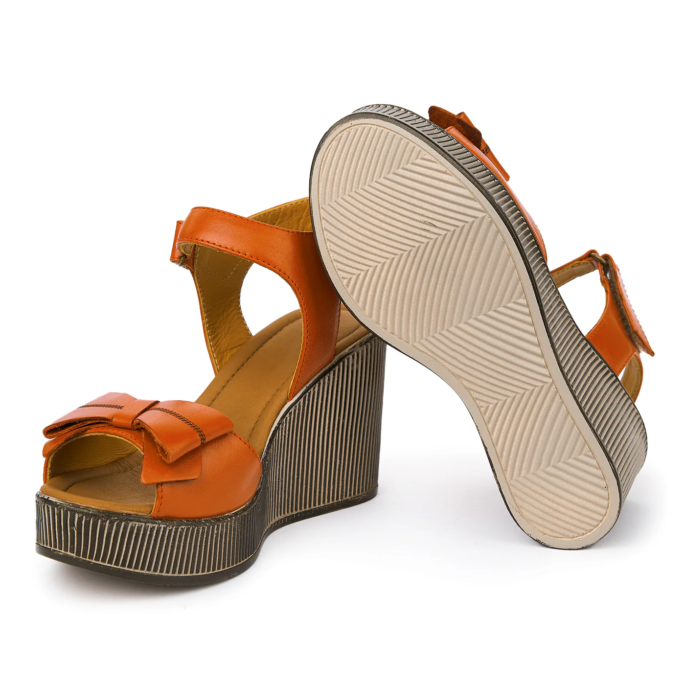 Sandale dama din piele rosie cu platforma 2367 - Image 3