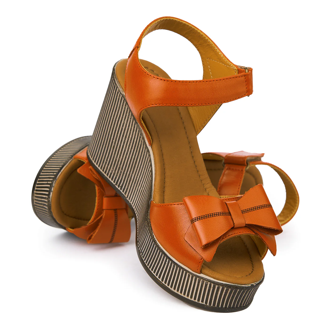Sandale dama din piele rosie cu platforma 2367 - Image 4