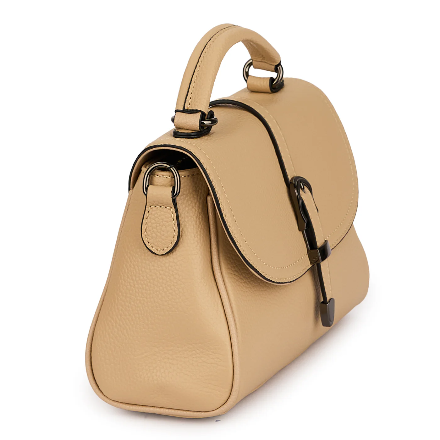 Geanta dama din piele naturala bej 21379 - Image 2
