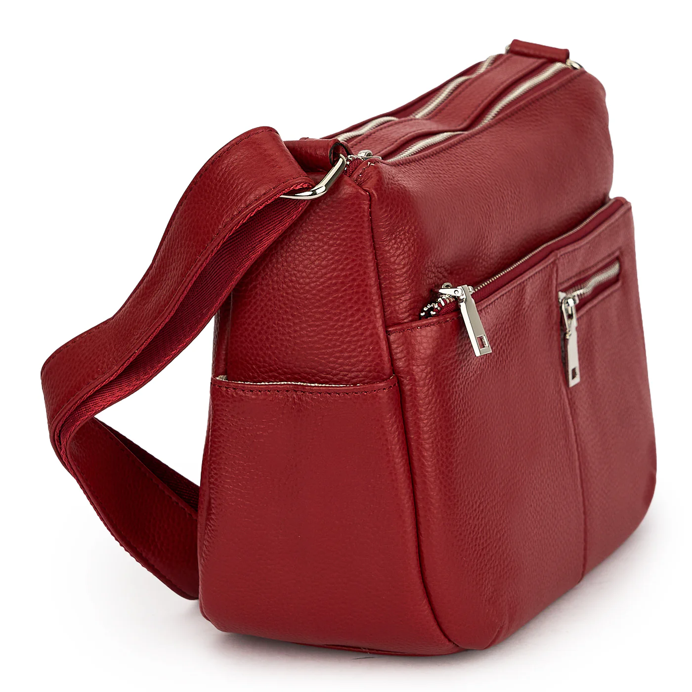 Geanta dama din piele naturala rosie 21656 - Image 2