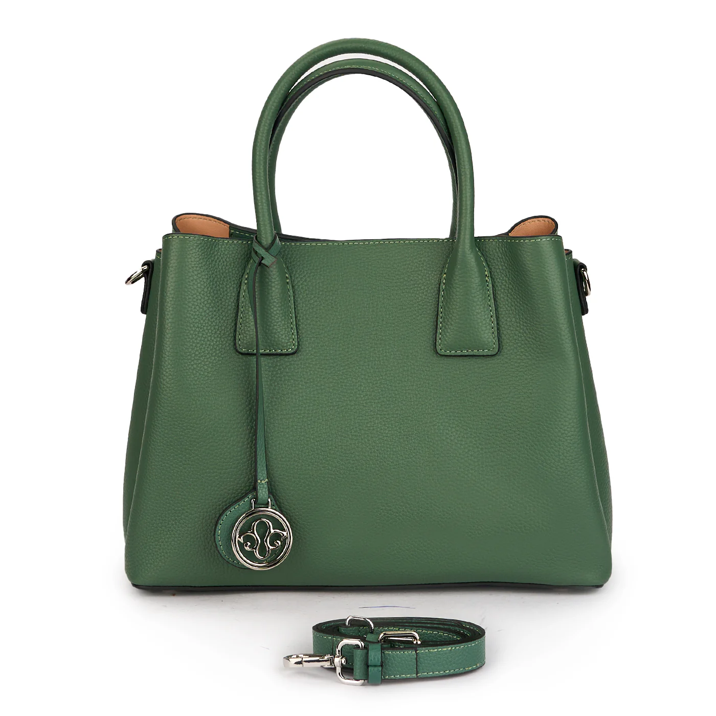 Geanta dama din piele naturala verde 21370