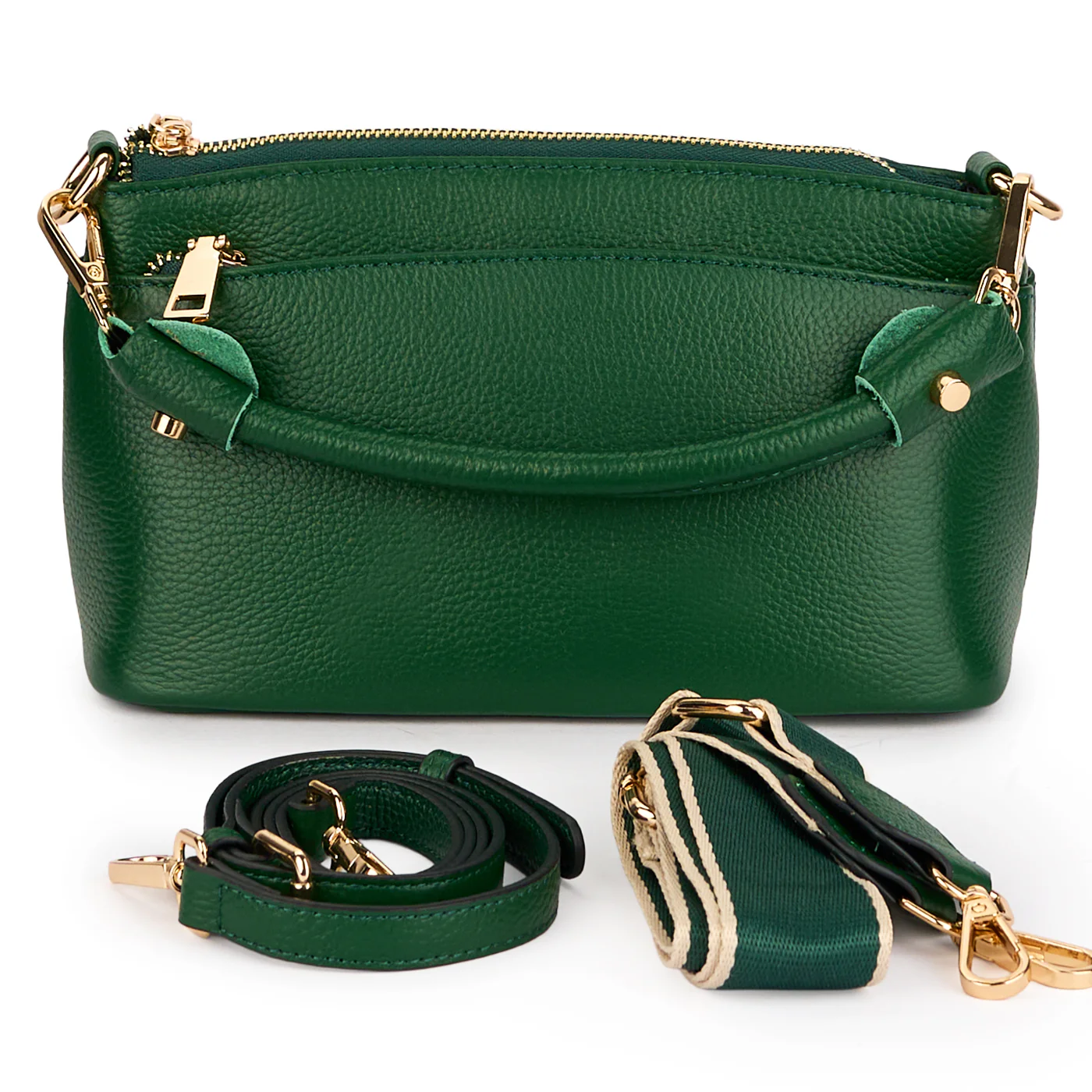 Geanta dama din piele naturala verde 21401