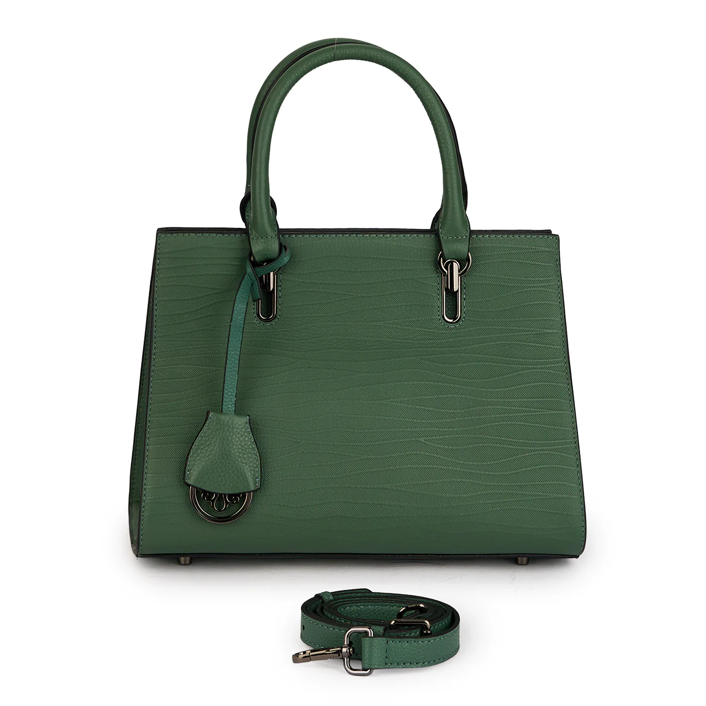 Geanta dama din piele naturala verde 21591