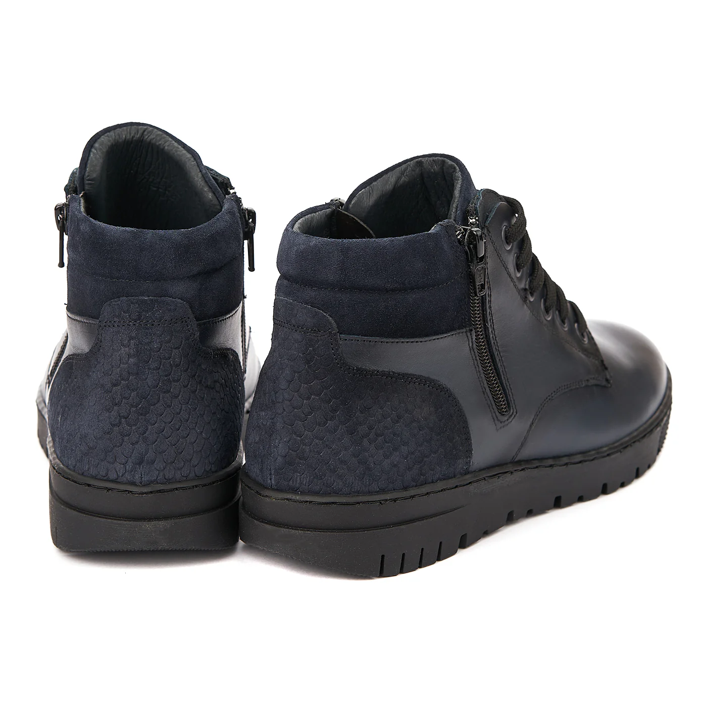 Ghete Barbatesti Iarna din Piele Naturala Albastre Sport 1099 - Image 2