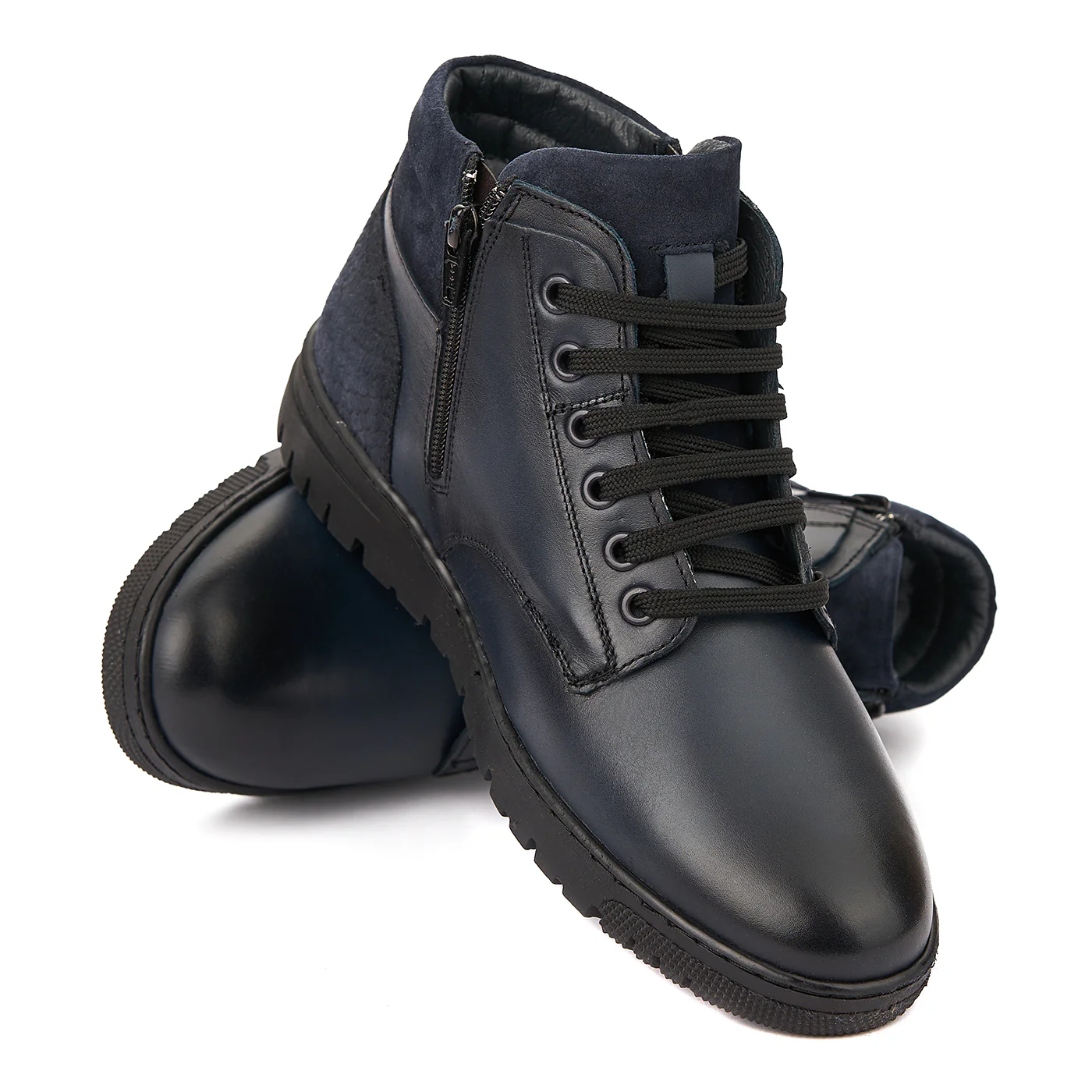 Ghete Barbatesti Iarna din Piele Naturala Albastre Sport 1099 - Image 4