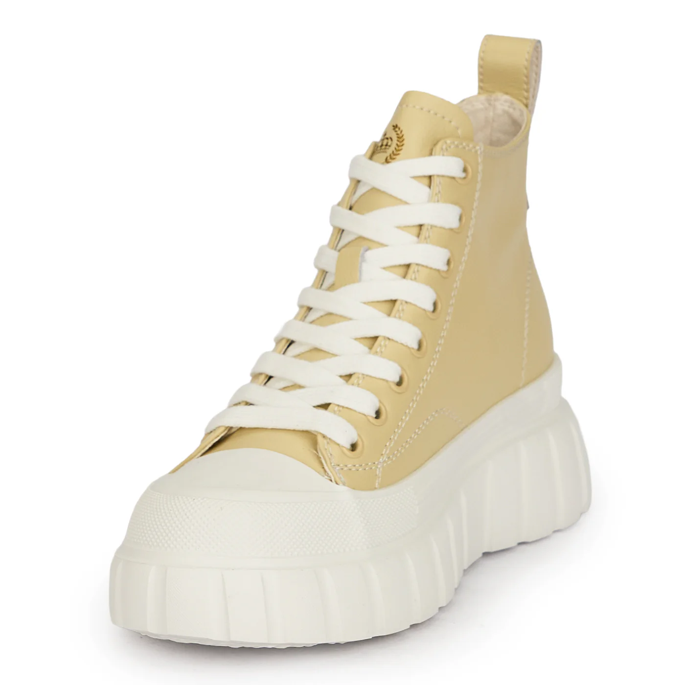 Ghete casual dama din piele naturala crem cu talpa inalta 6 cm 19066 - Image 3