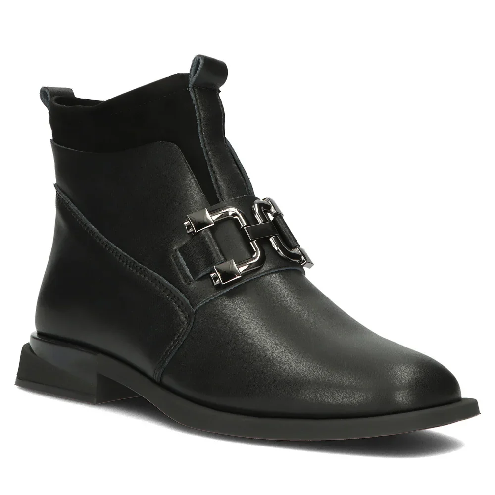 Ghete casual dama din piele naturala neagra 14529 - Image 2