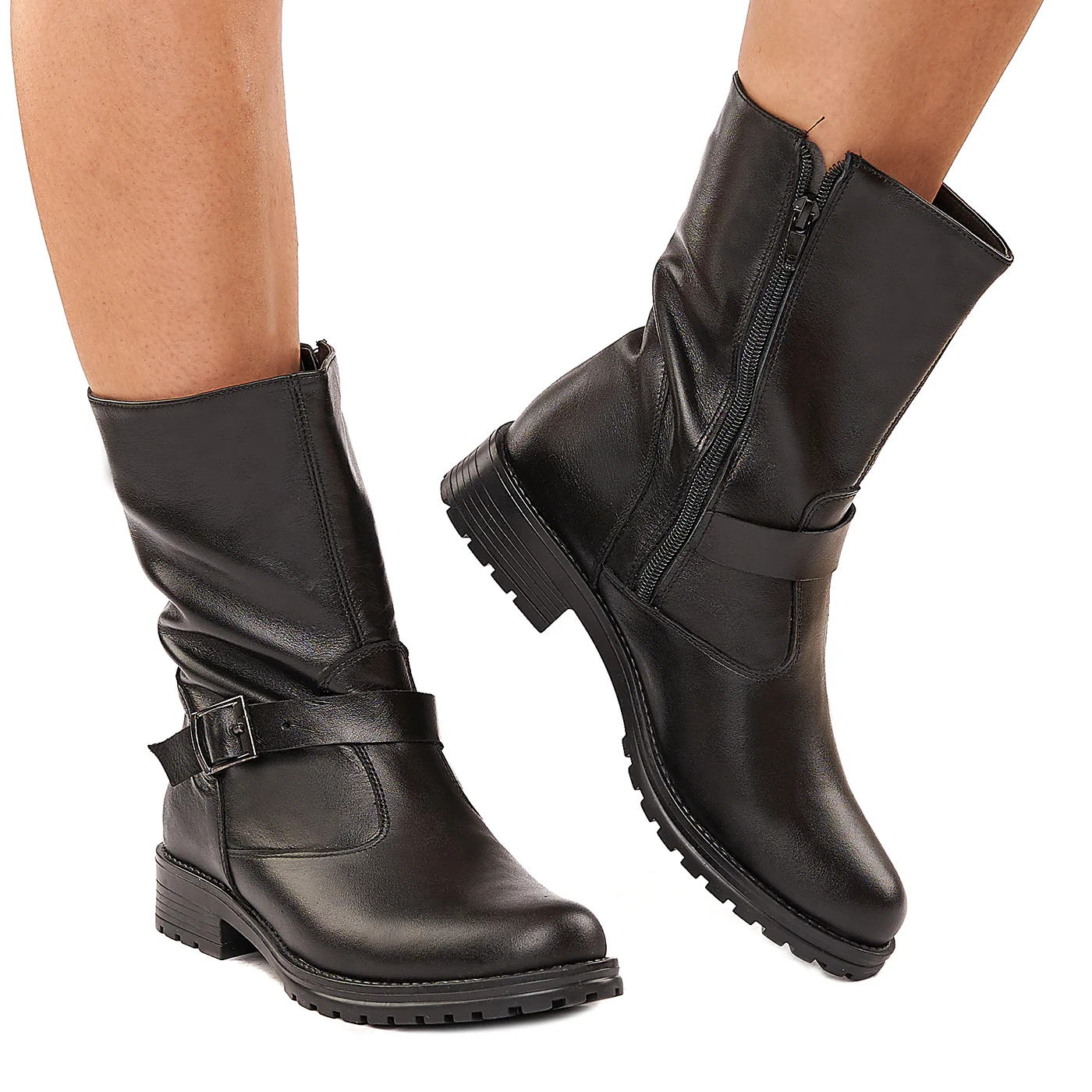 Ghete cu Blanita Dama din Piele Naturala Neagra 3306 - Image 2