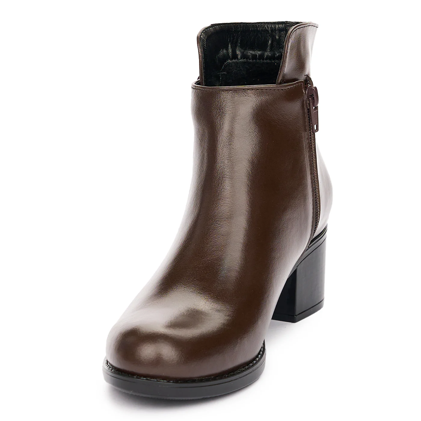 Ghete cu Toc Dama din Piele Naturala Eleganate Maro 10862 - Image 3