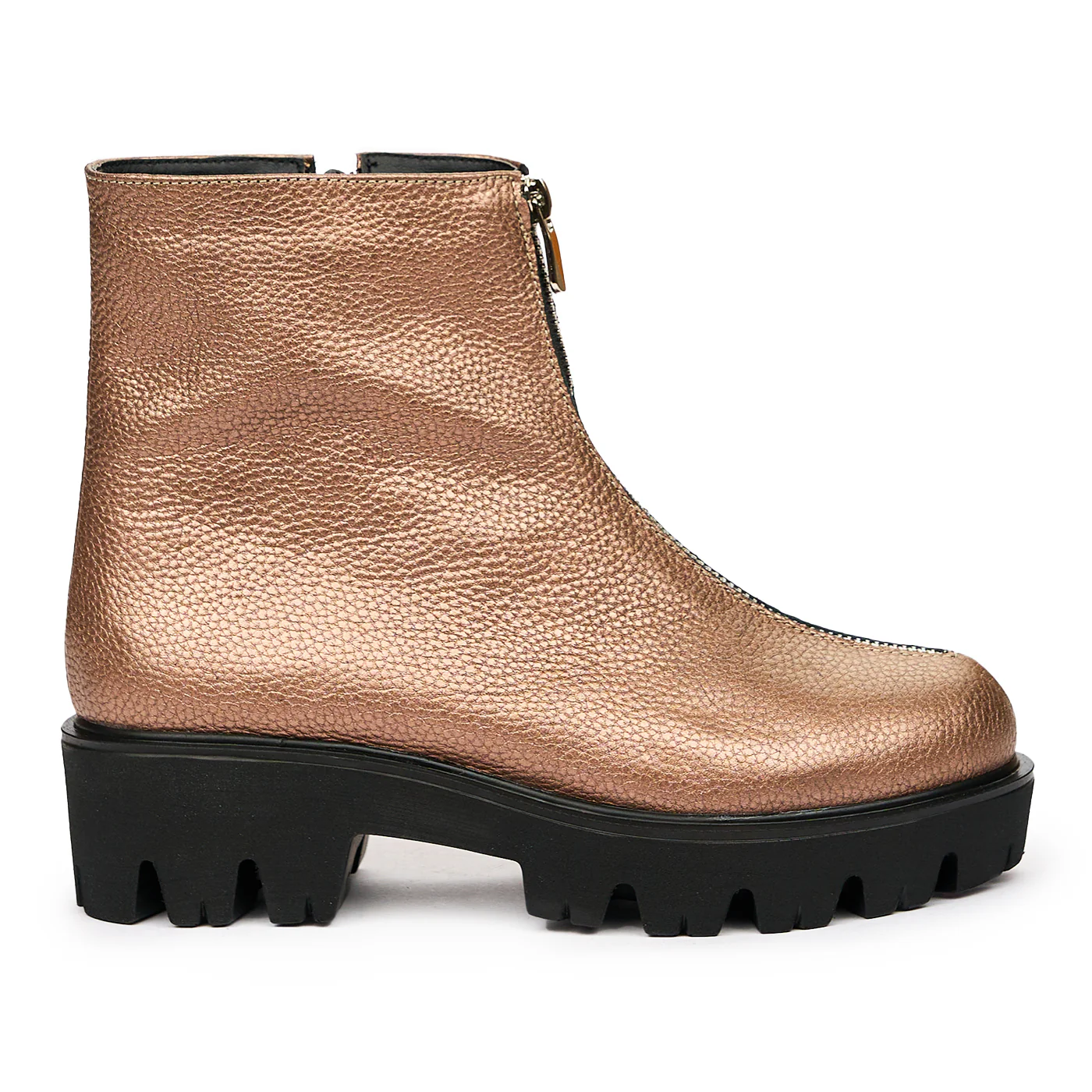 Ghete cu Toc Dama Piele Naturala Bronz 8383