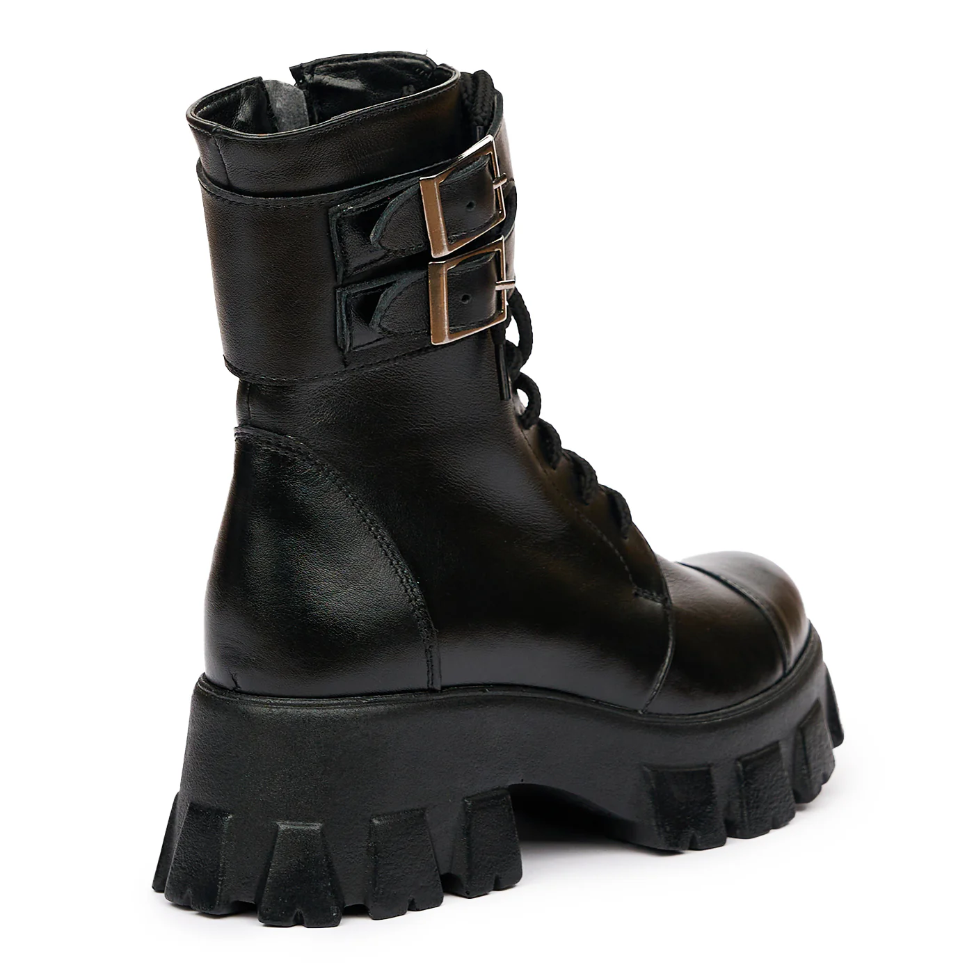 Ghete Dama cu Siret din Piele Naturala Negre  8382 - Image 2