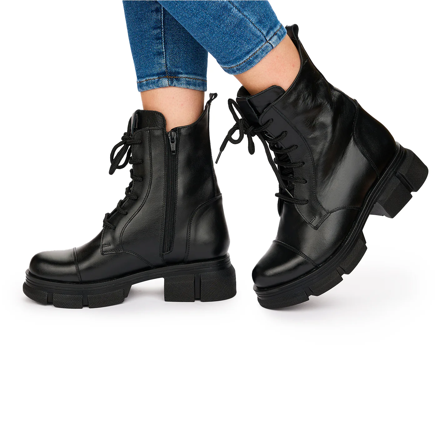 Ghete Dama cu Siret Negre Talpa 5 Cm din Piele Naturala 10716 - Image 3
