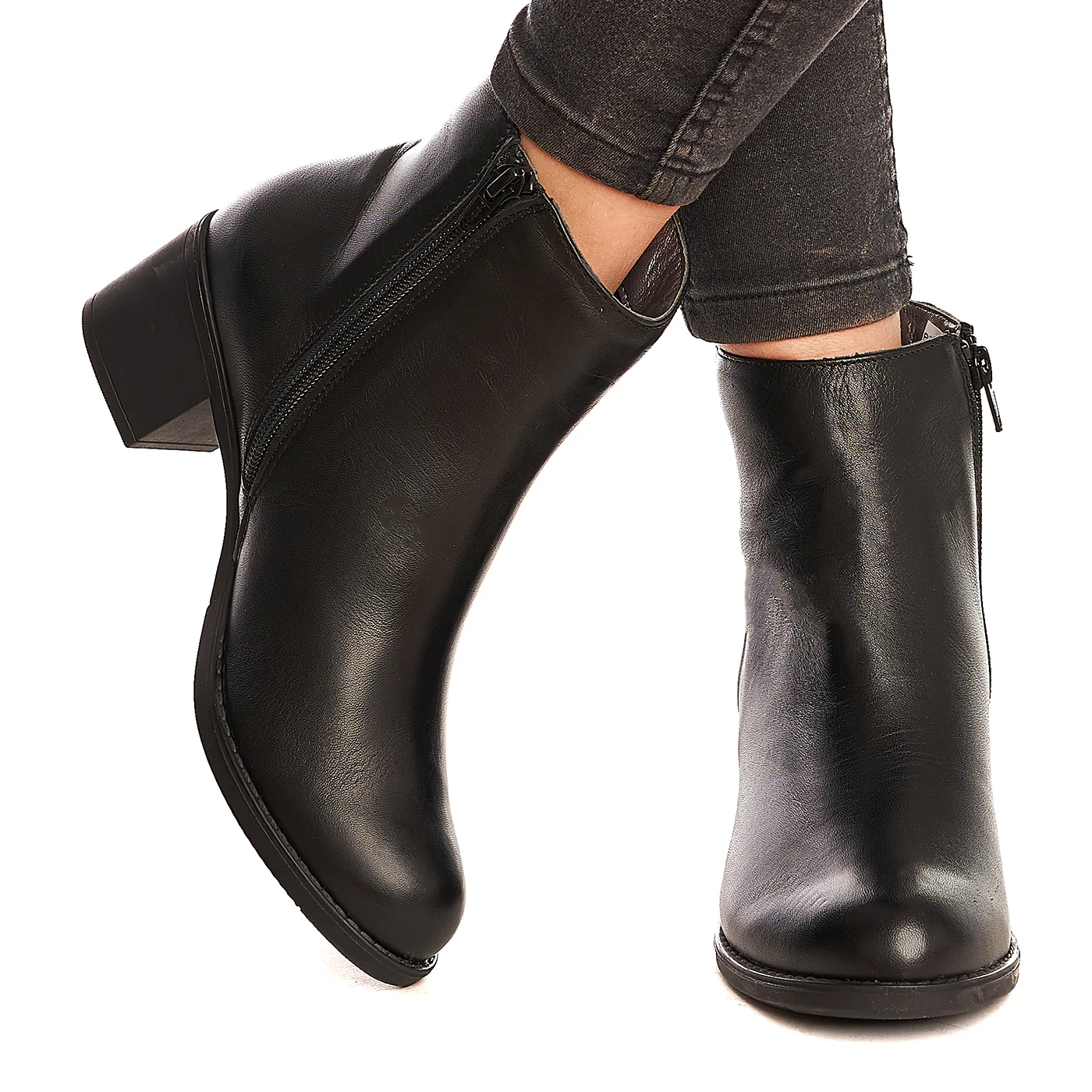 Ghete Dama cu Toc Piele Naturala Elegante Negre 3025 - Image 3